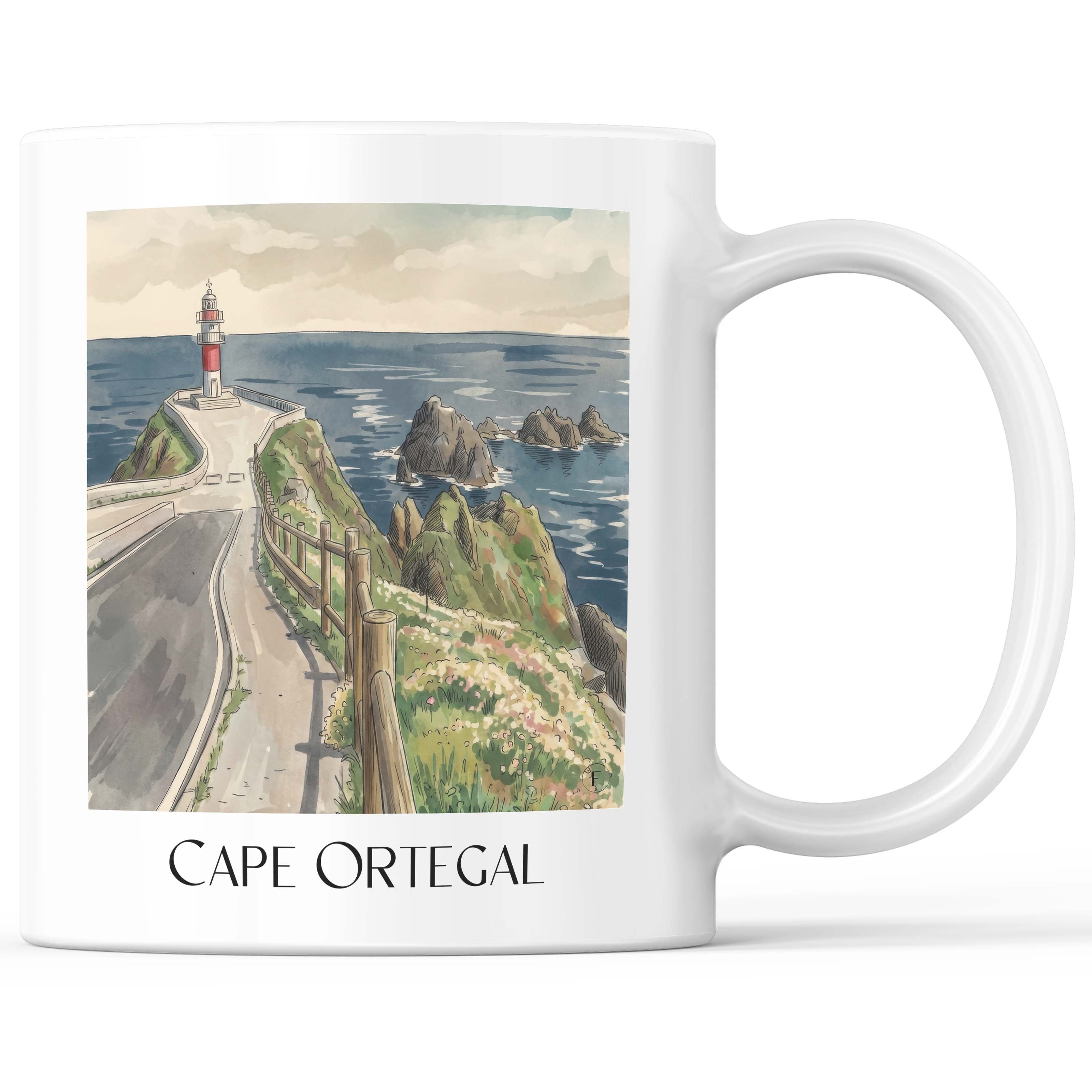 Cabo Ortegal Kaffeebecher - Spanien - Spanien Becher - Kaffeetasse im Aquarell Stil - favplace