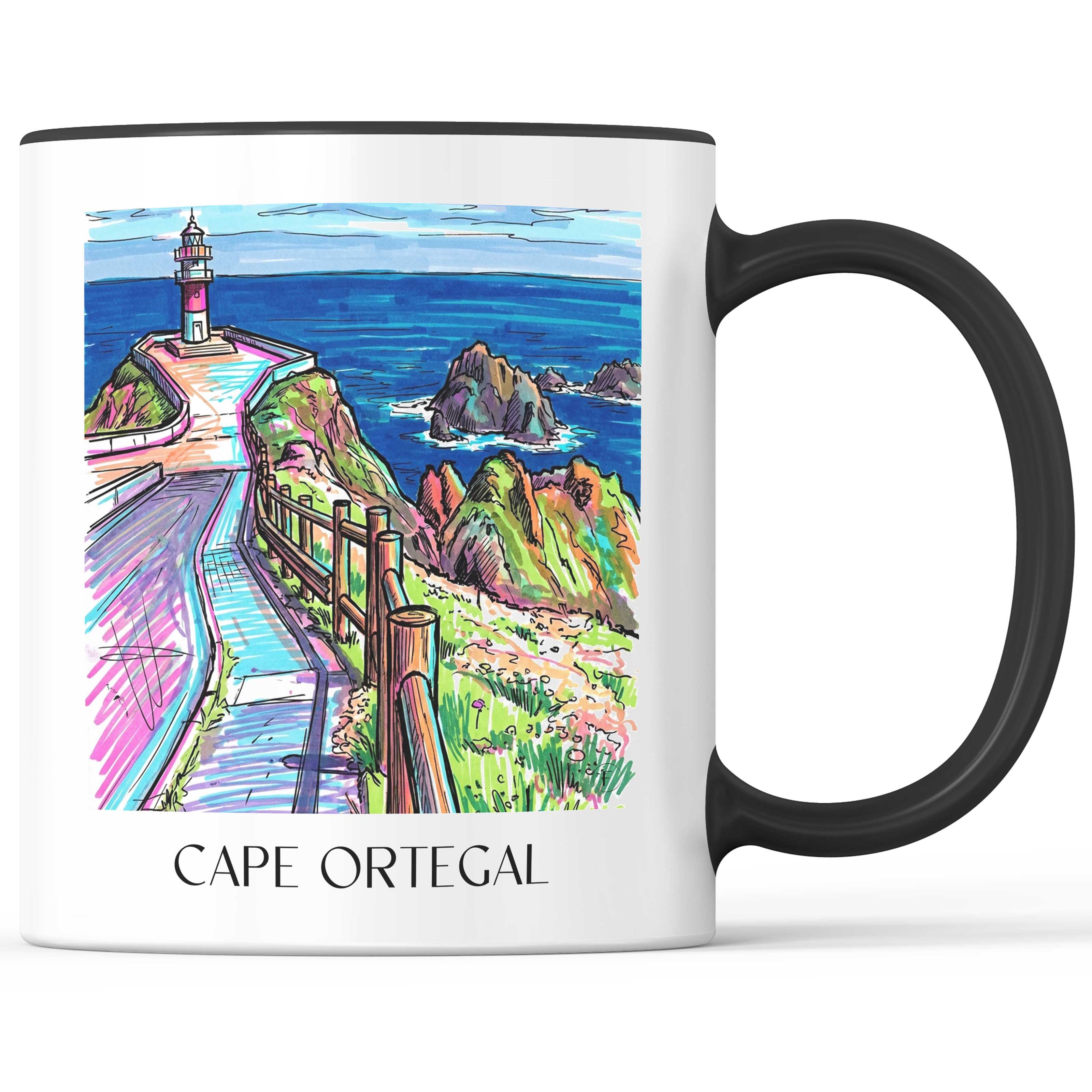 Cabo Ortegal Kaffeebecher - Spanien - Spanien Becher - Kaffeetasse im Tag Graffiti Stil - favplace