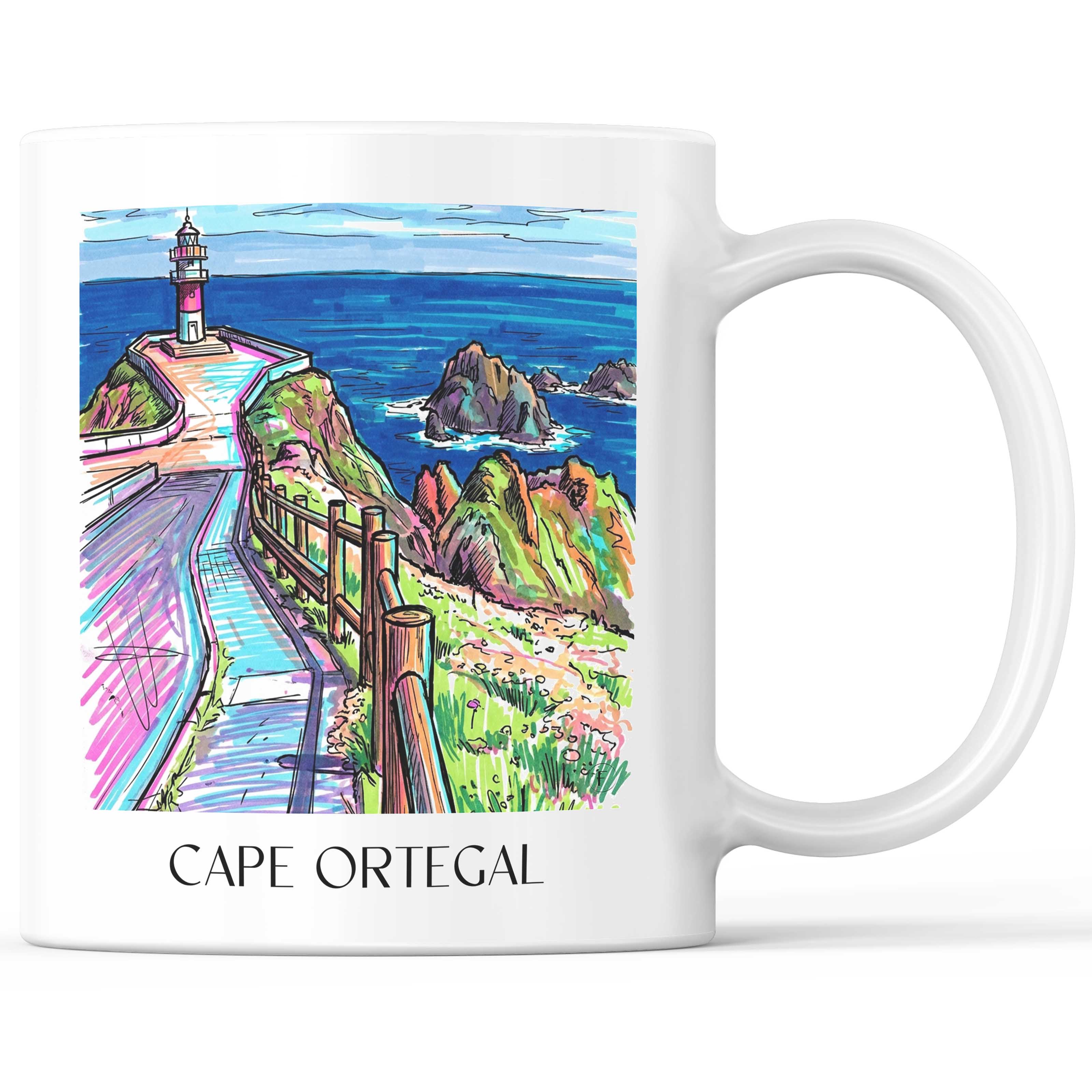 Cabo Ortegal Kaffeebecher - Spanien - Spanien Becher - Kaffeetasse im Tag Graffiti Stil - favplace