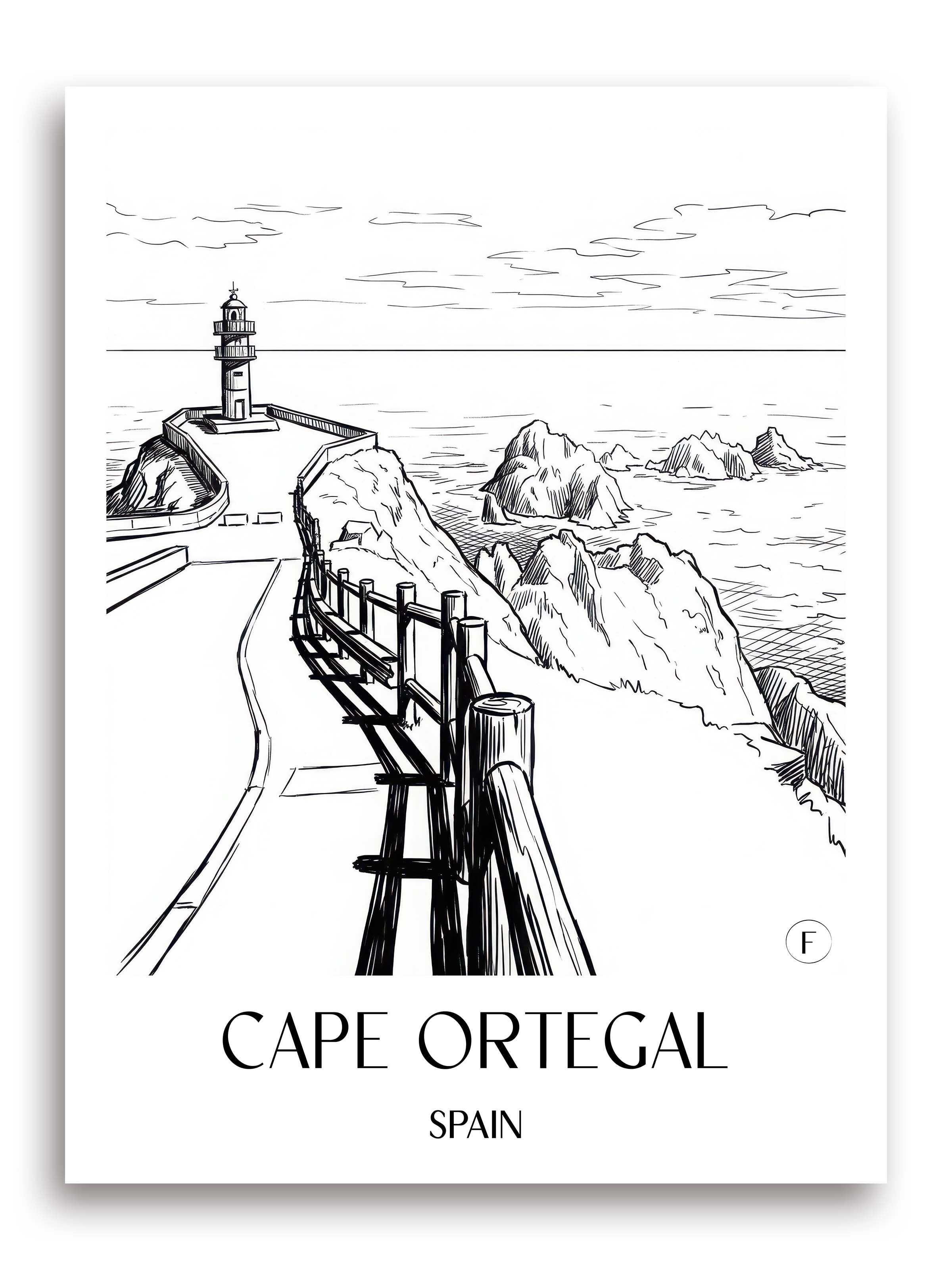 Cabo Ortegal Poster - Spanien - Spanien Kunstdruck - Skizze von A4 bis A1 - favplace