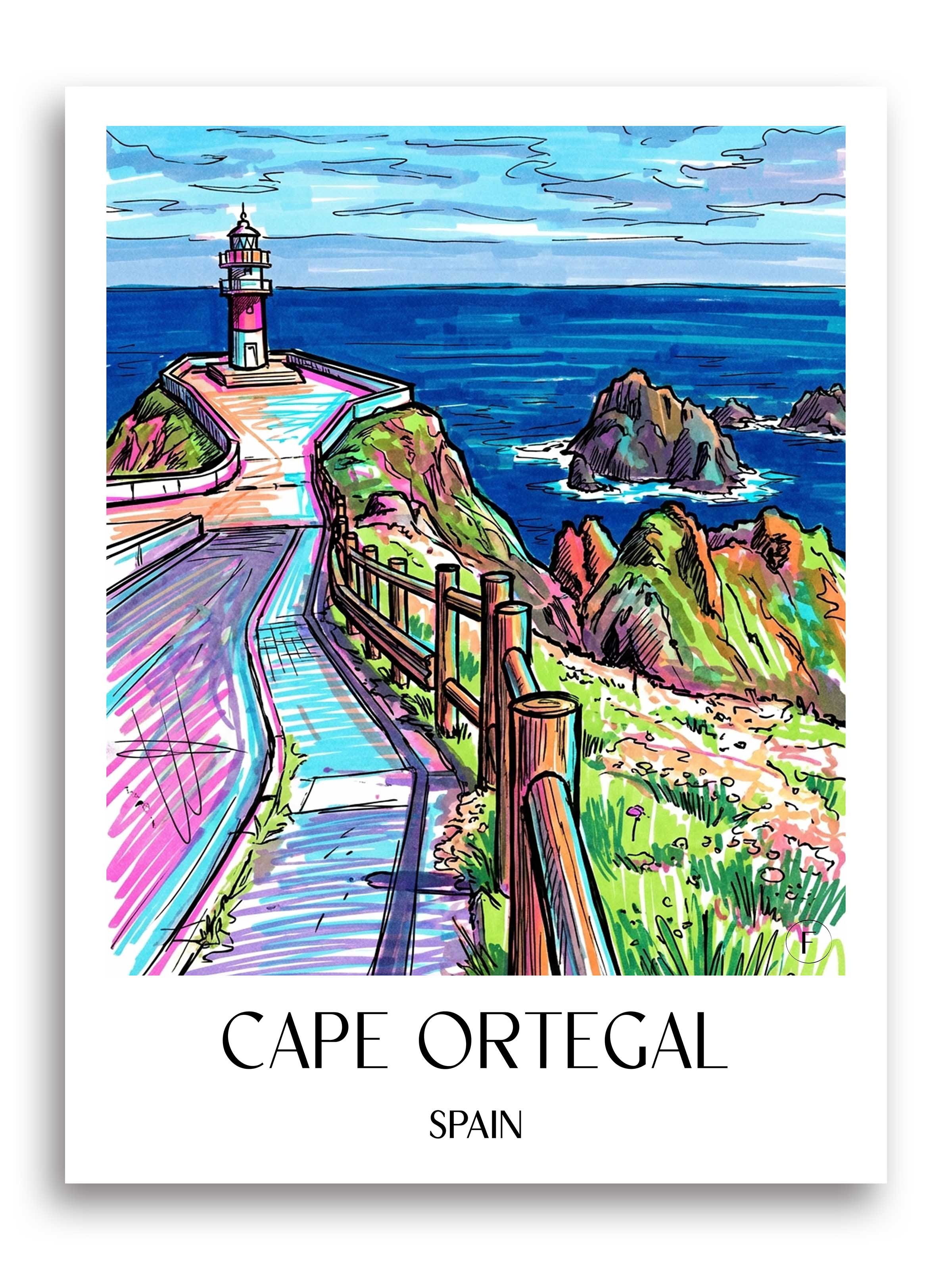 Cabo Ortegal Poster - Spanien - Spanien Kunstdruck - Tag Graffiti von A4 bis A1 - favplace