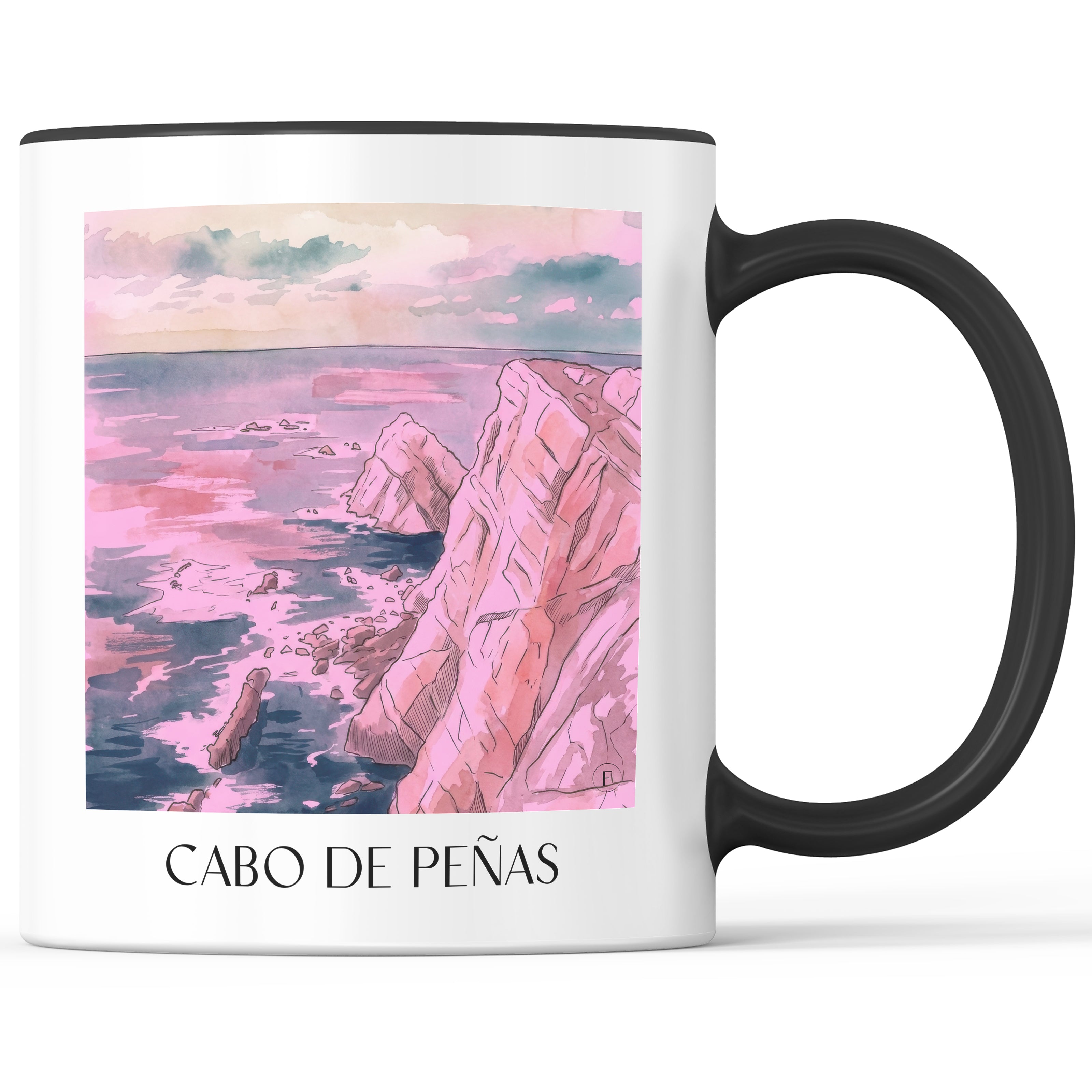 cabo-de-peñas-spanien-spanien-kaffeebecher-aquarell-pink-rosa
