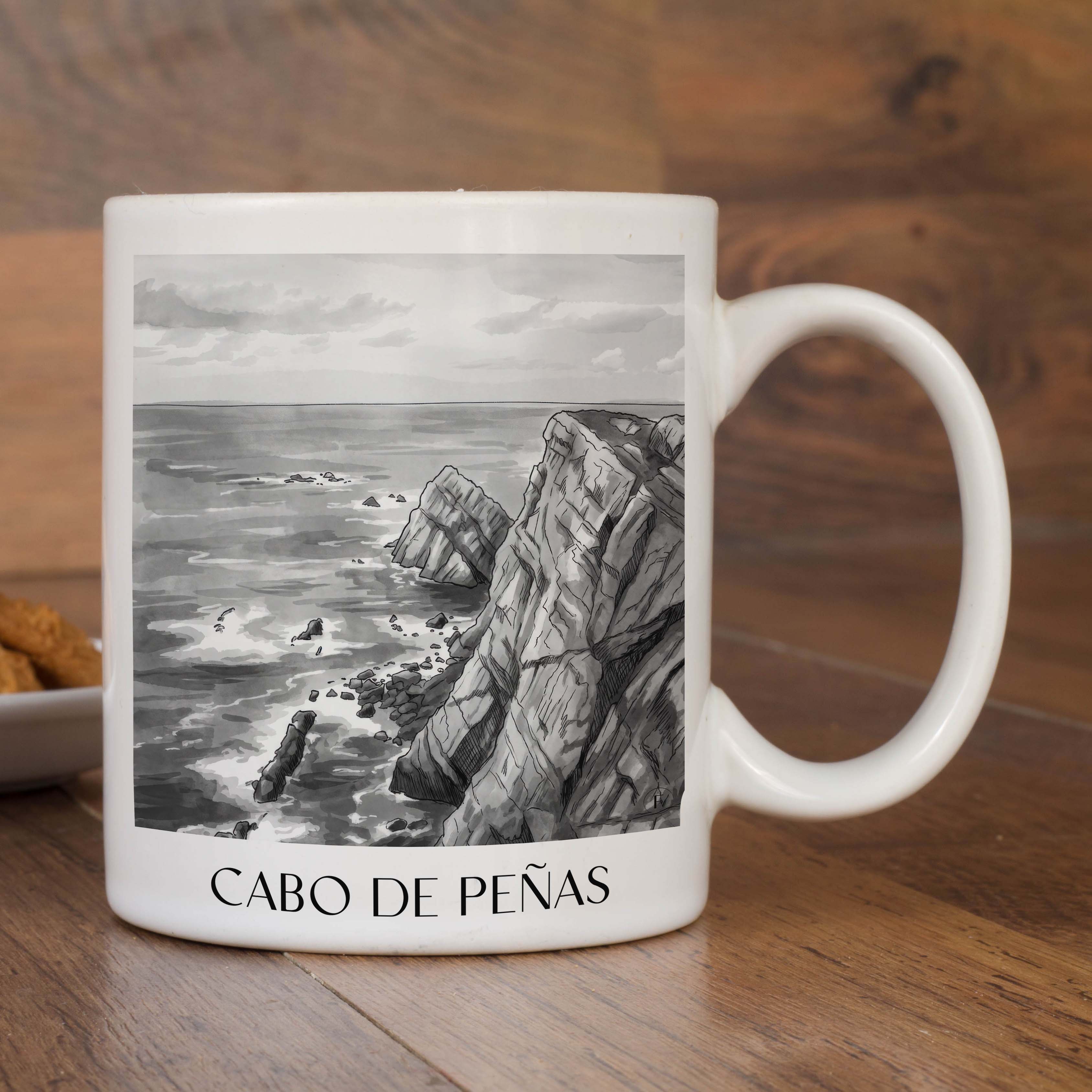 cabo-de-peñas-spanien-spanien-kaffeebecher-aquarell-schwarz-weiss