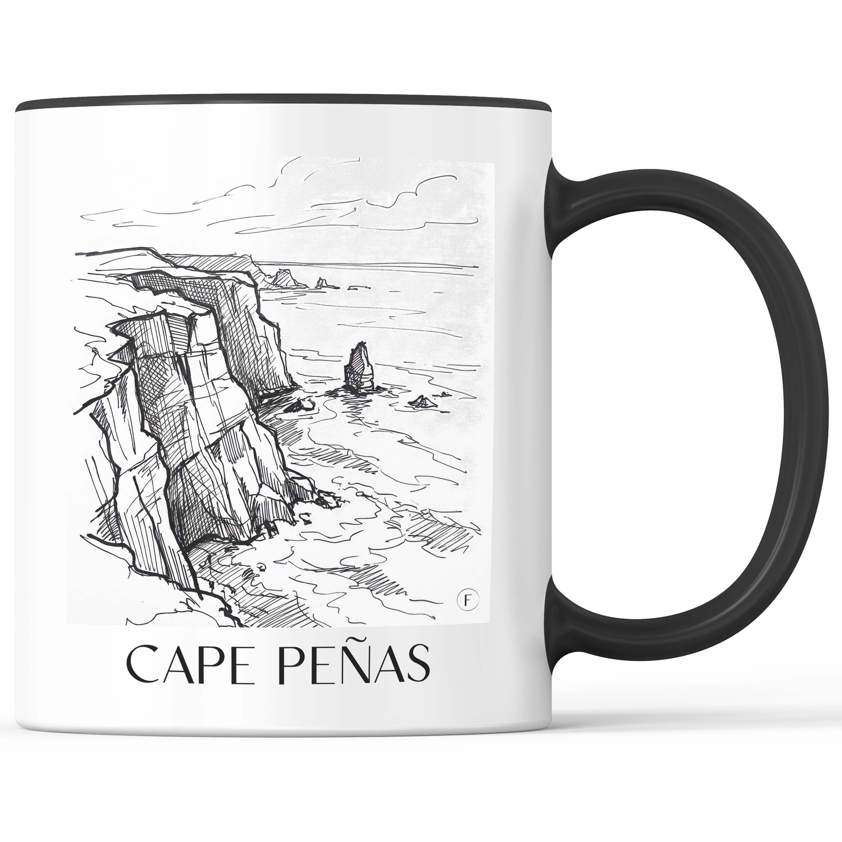 Cabo de Peñas Kaffeebecher - Spanien - Spanien Becher - Kaffeetasse im Skizze Stil - favplace