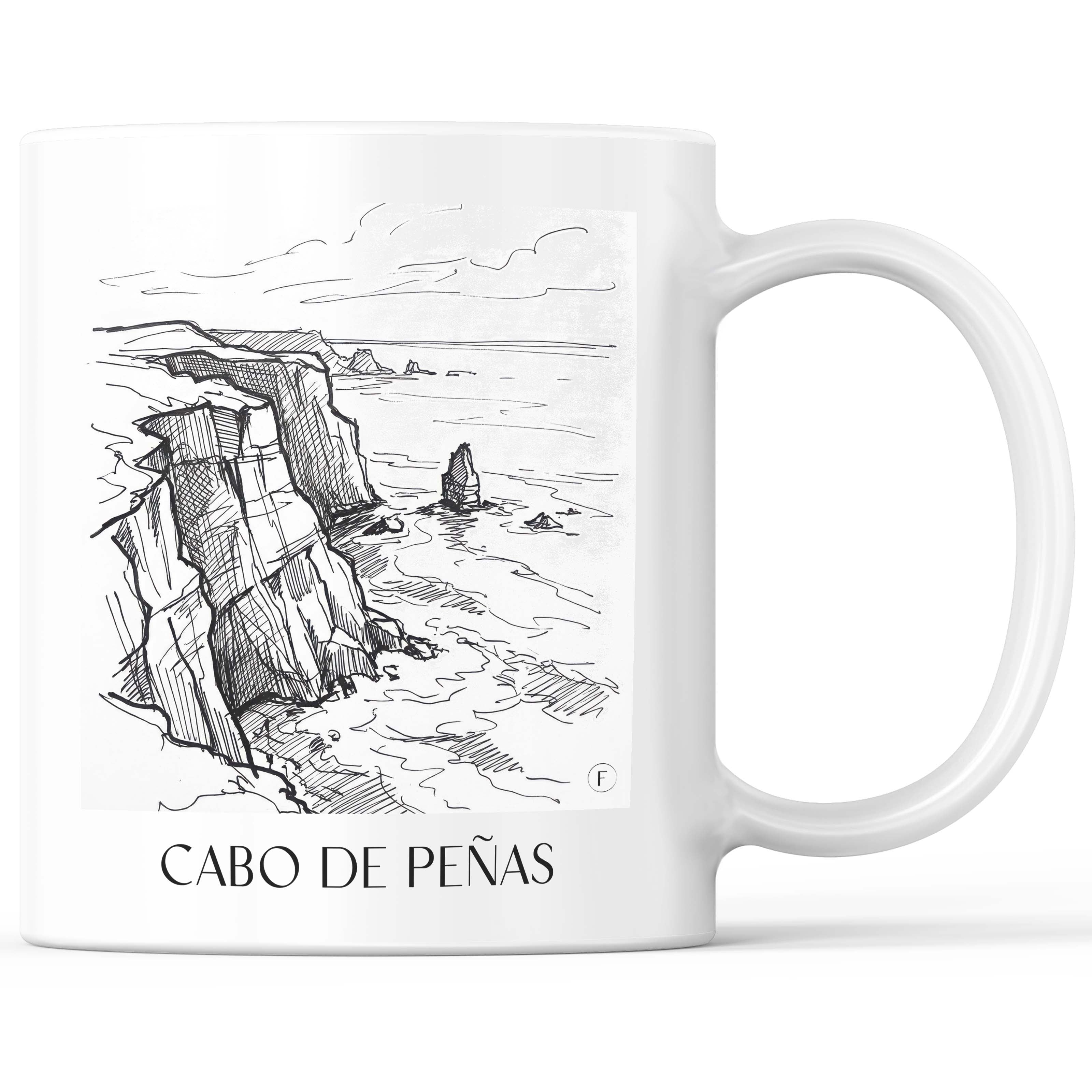Cabo de Peñas Kaffeebecher - Spanien - Spanien Becher - Kaffeetasse im Skizze Stil - favplace