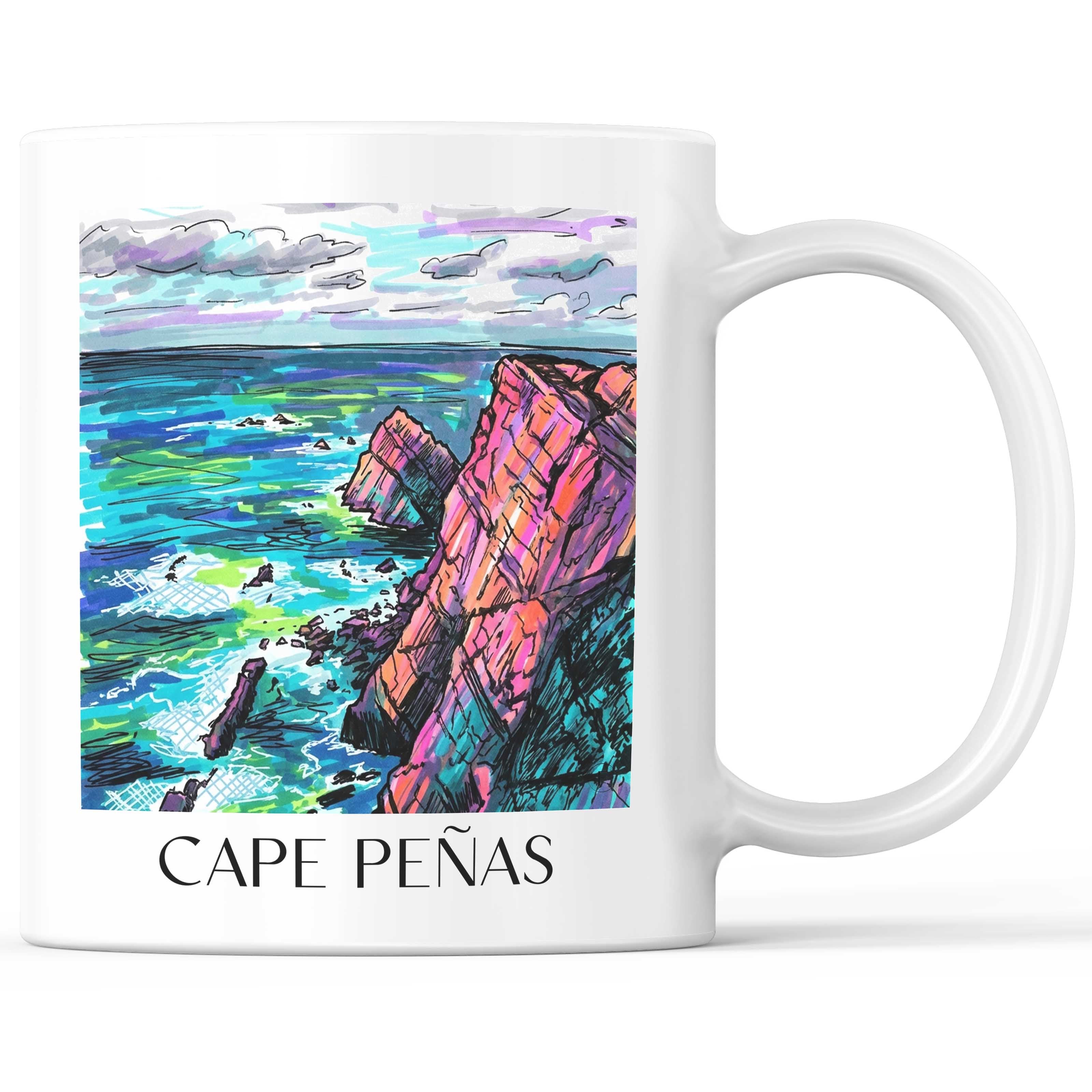 Cabo de Peñas Kaffeebecher - Spanien - Spanien Becher - Kaffeetasse im Tag Graffiti Stil - favplace