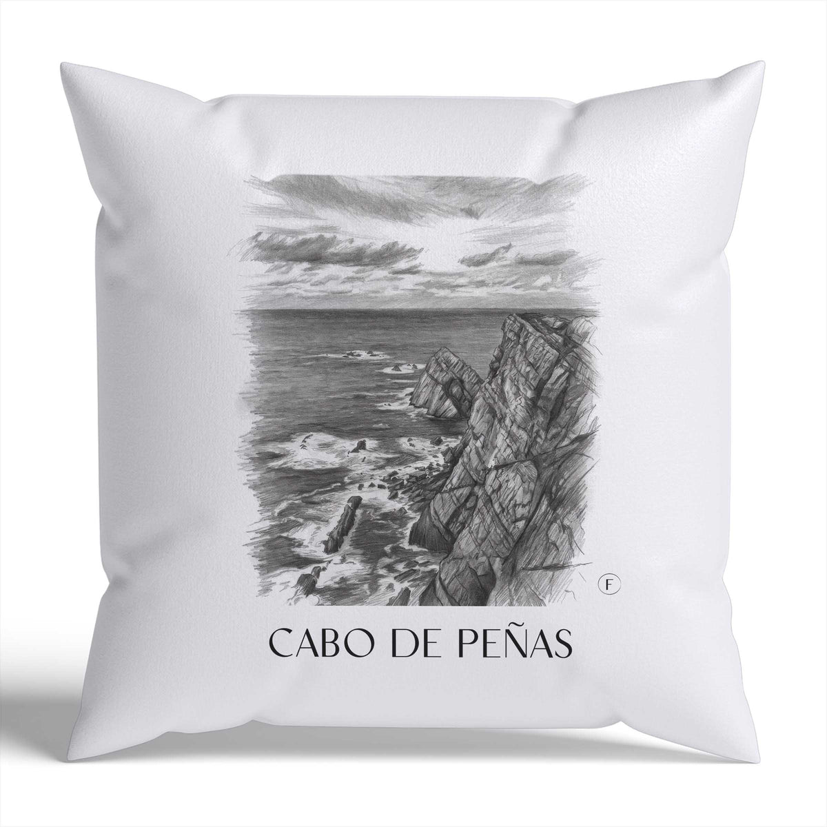 Cabo de Peñas Kissenhülle - Zierkissen Bezug - Spanien - Spanien Kissen bzw. Kissenbezug im Zeichnung Stil - favplace