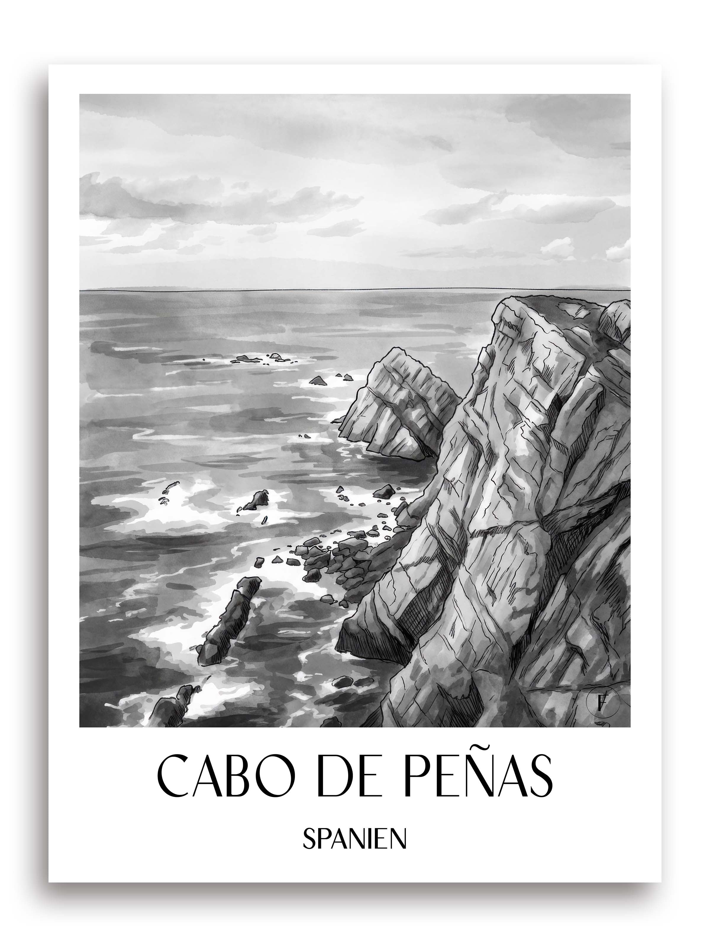 cabo-de-peñas-spanien-spanien-poster-aquarell-schwarz-weiss