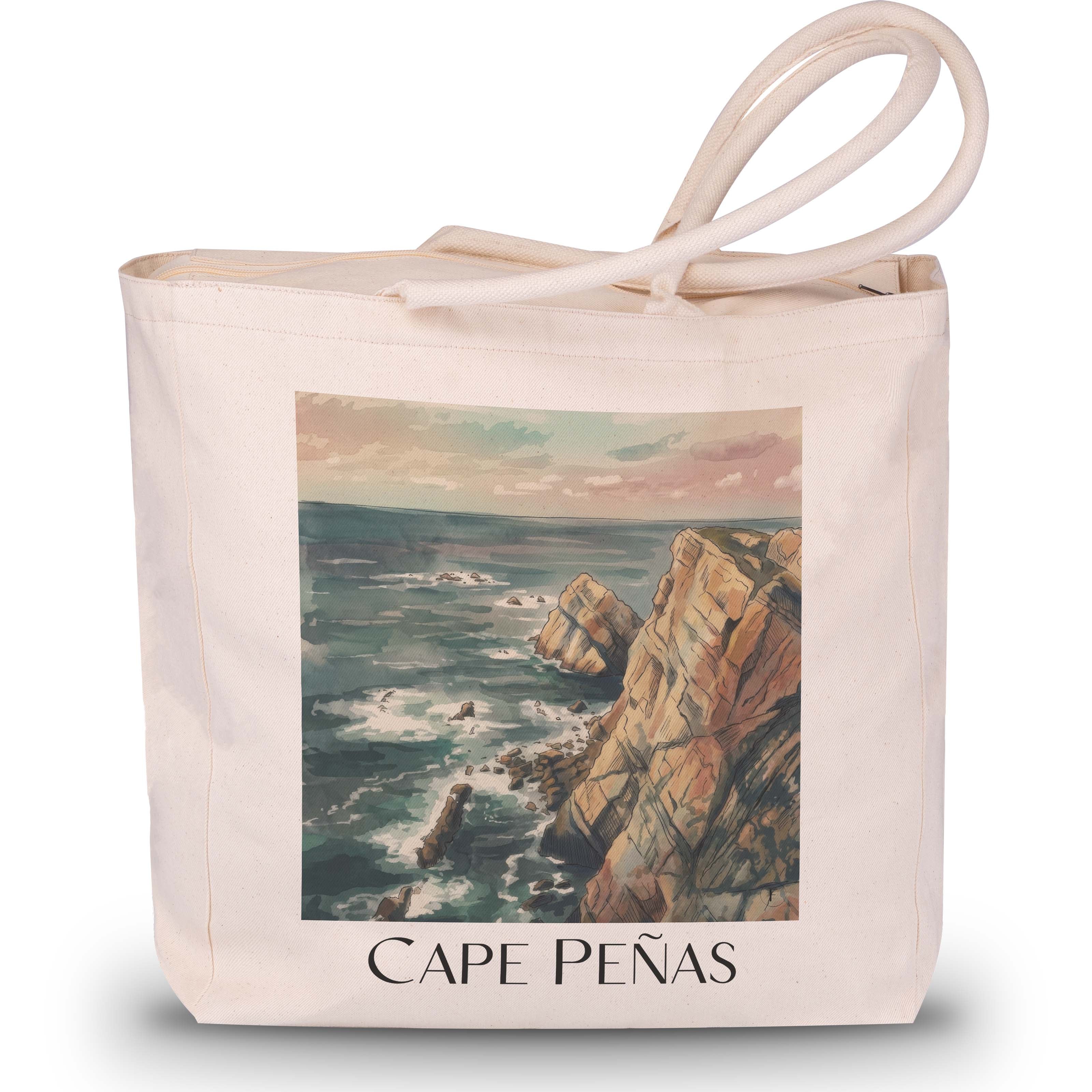 Cabo de Peñas Shopping Tasche - Spanien - Spanien Tote Bag - Einkaufstasche im Aquarell Stil - favplace