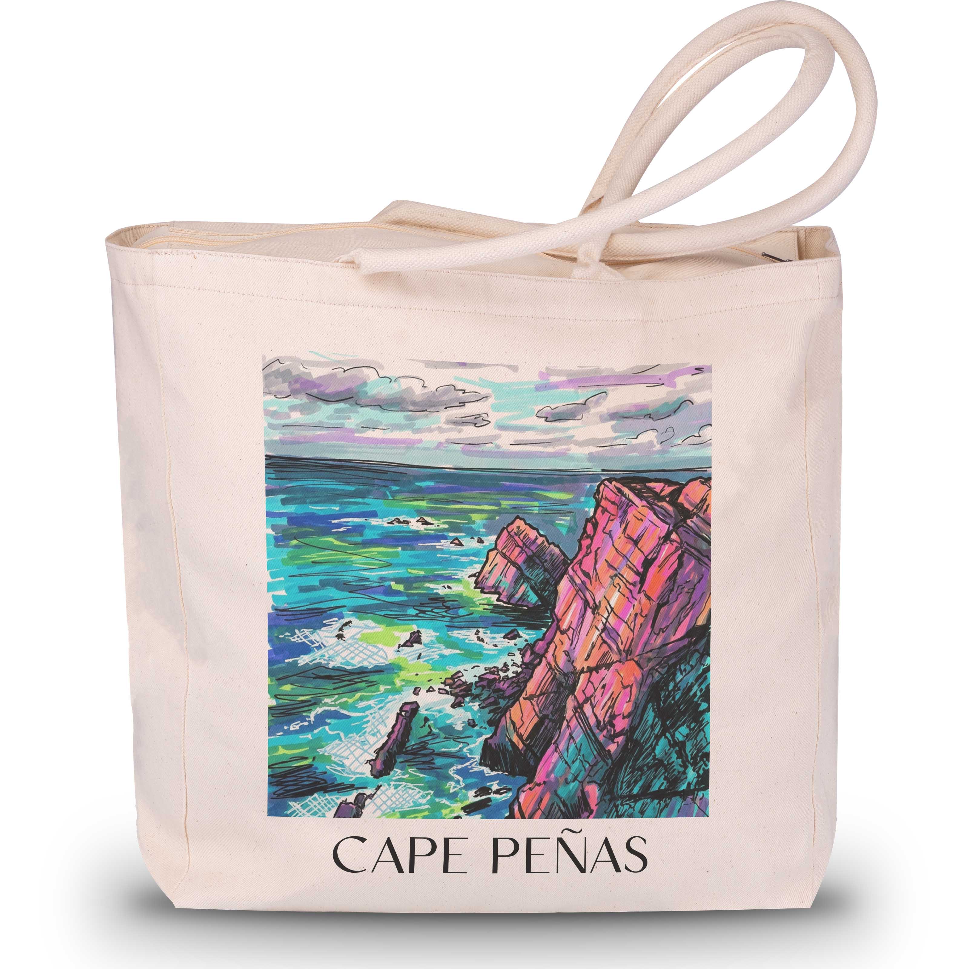 Cabo de Peñas Shopping Tasche - Spanien - Spanien Tote Bag - Einkaufstasche im Tag Graffiti Stil - favplace