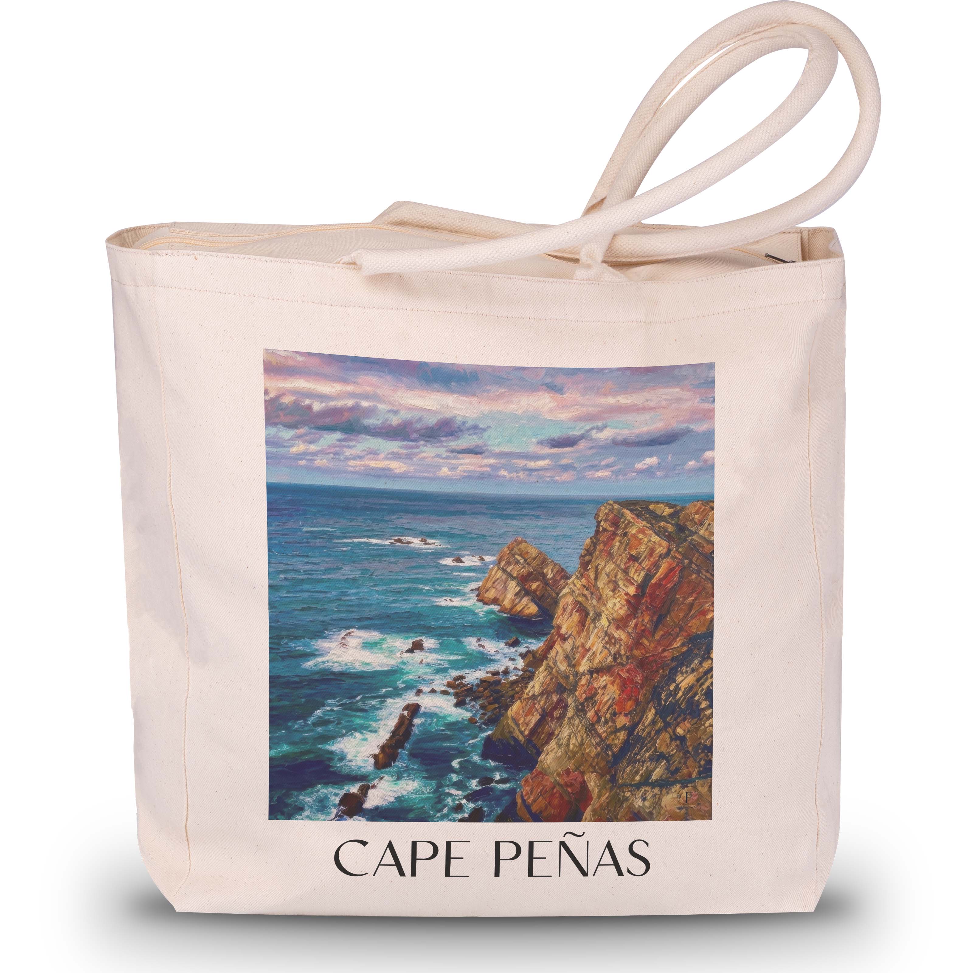 Cabo de Peñas Shopping Tasche - Spanien - Spanien Tote Bag - Einkaufstasche im Ölgemälde Stil - favplace