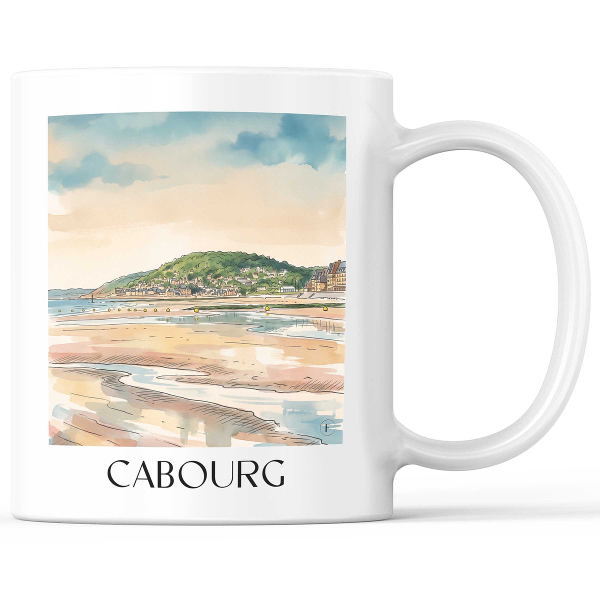 Cabourg Kaffeebecher - Côte Fleurie - Frankreich Becher - Kaffeetasse im Aquarell Stil