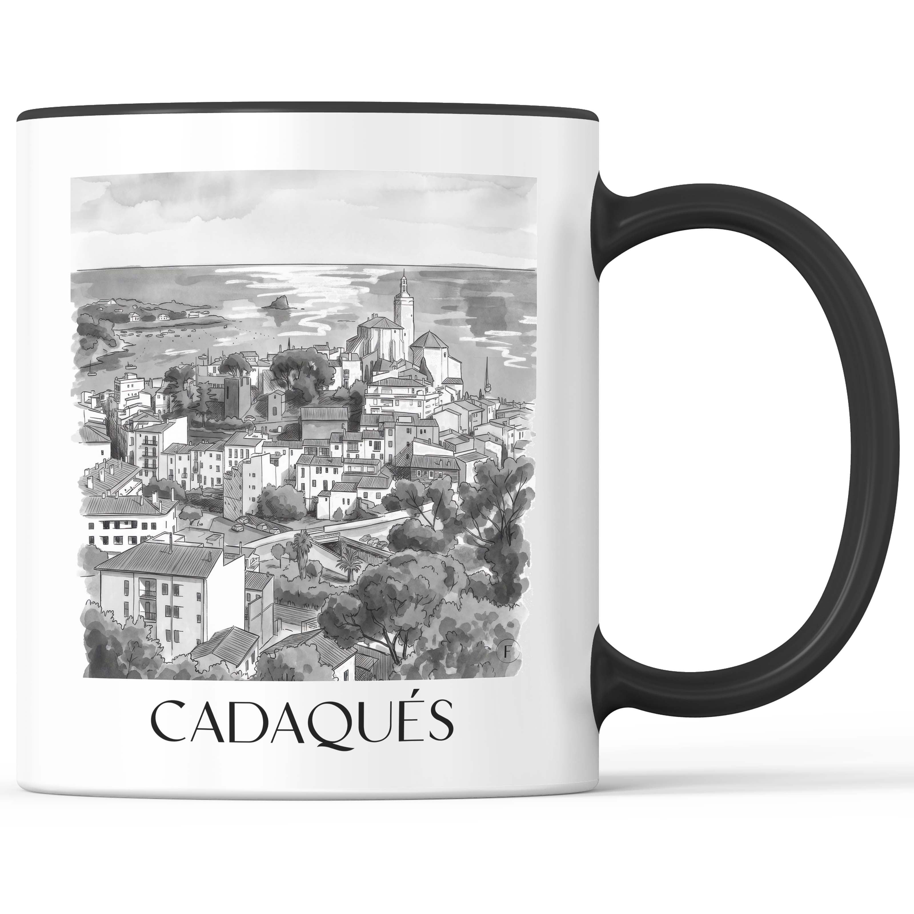 cadaqués-spanien-spanien-kaffeebecher-aquarell-schwarz-weiss