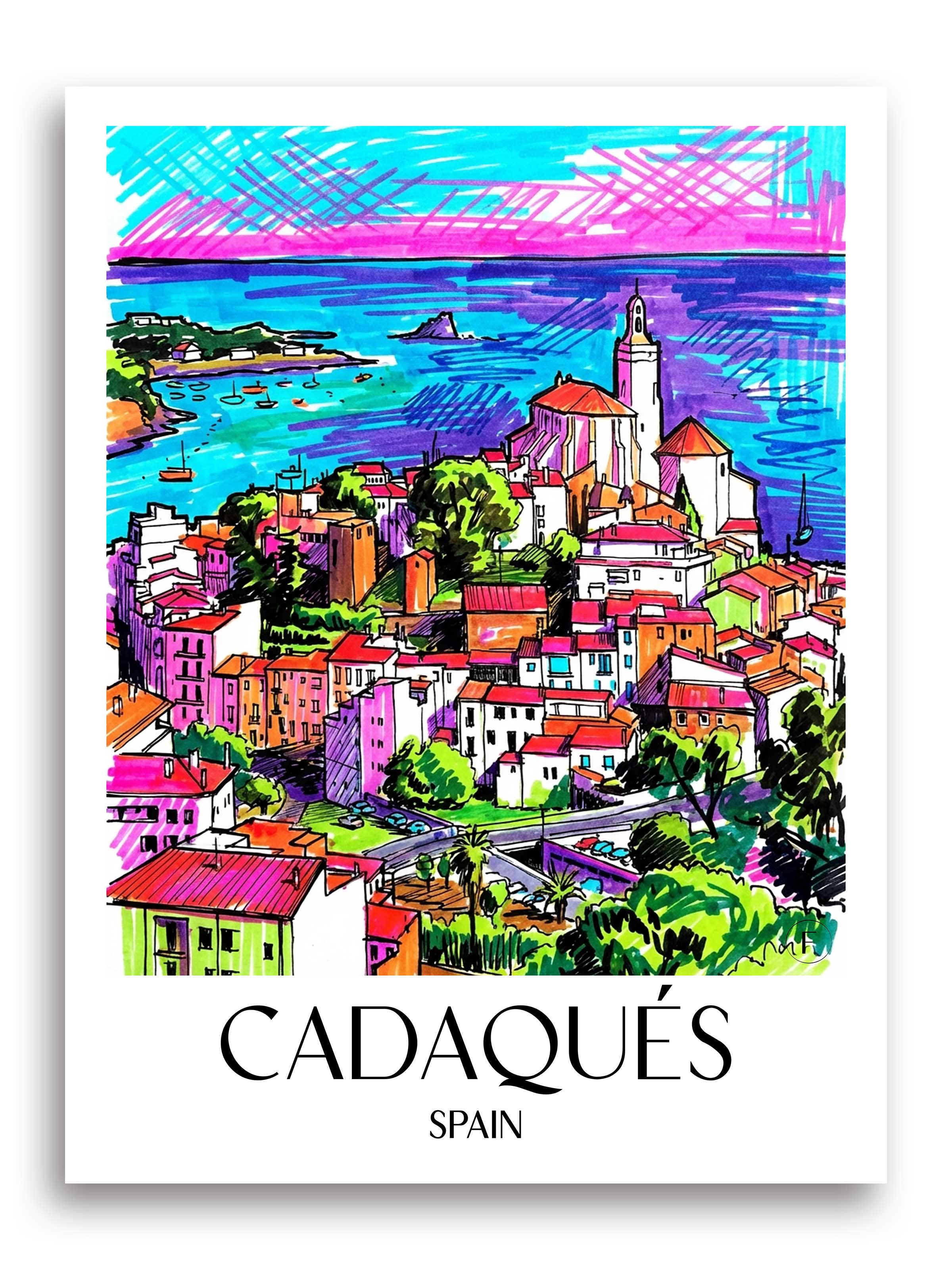 Cadaqués Poster - Spanien - Spanien Kunstdruck - Tag Graffiti von A4 bis A1 - favplace