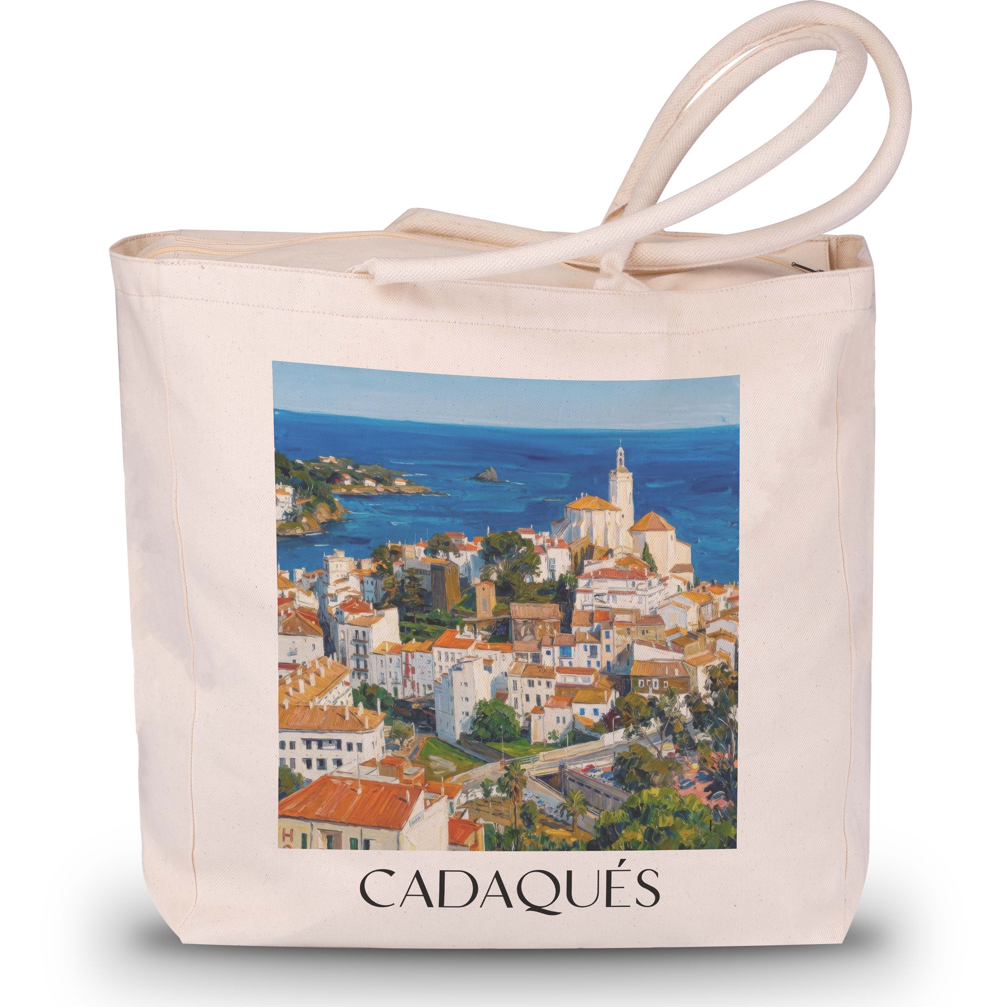 cadaqués-spanien-spanien-einkaufstasche-oil-painting-oelgemaelde