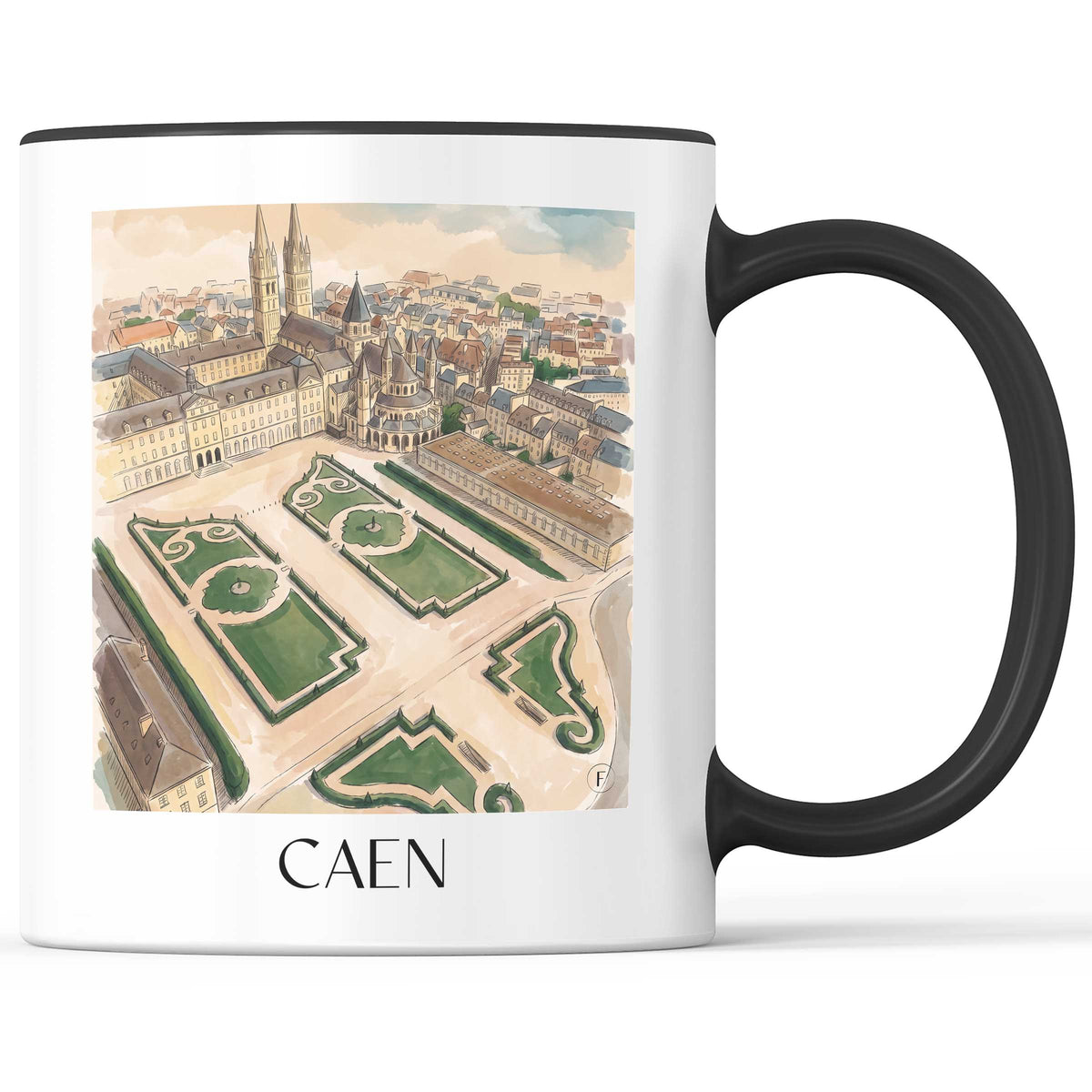 caen-calvados-frankreich-kaffeebecher-aquarell