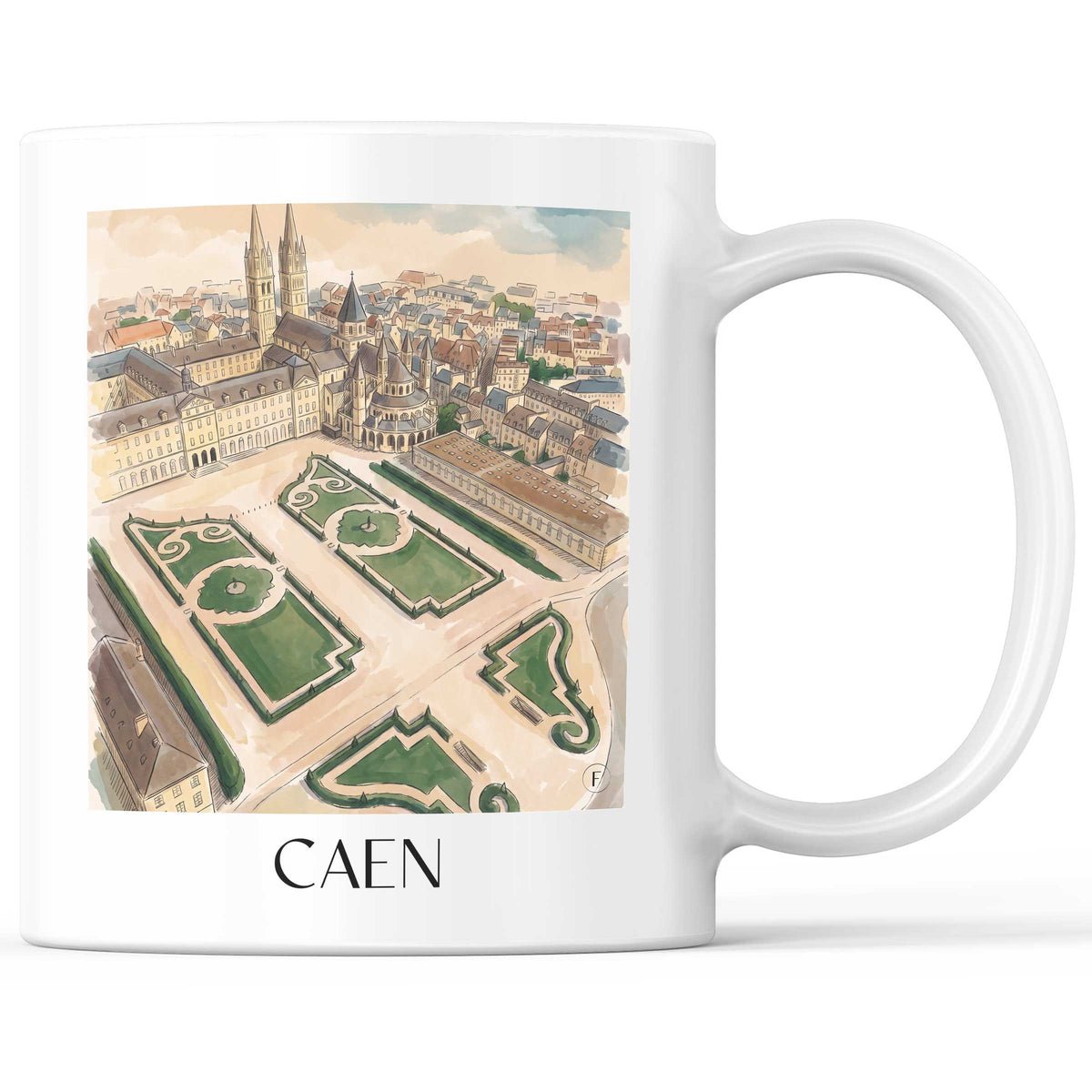 Caen Kaffeebecher - Calvados - Frankreich Becher - Kaffeetasse im Aquarell Stil