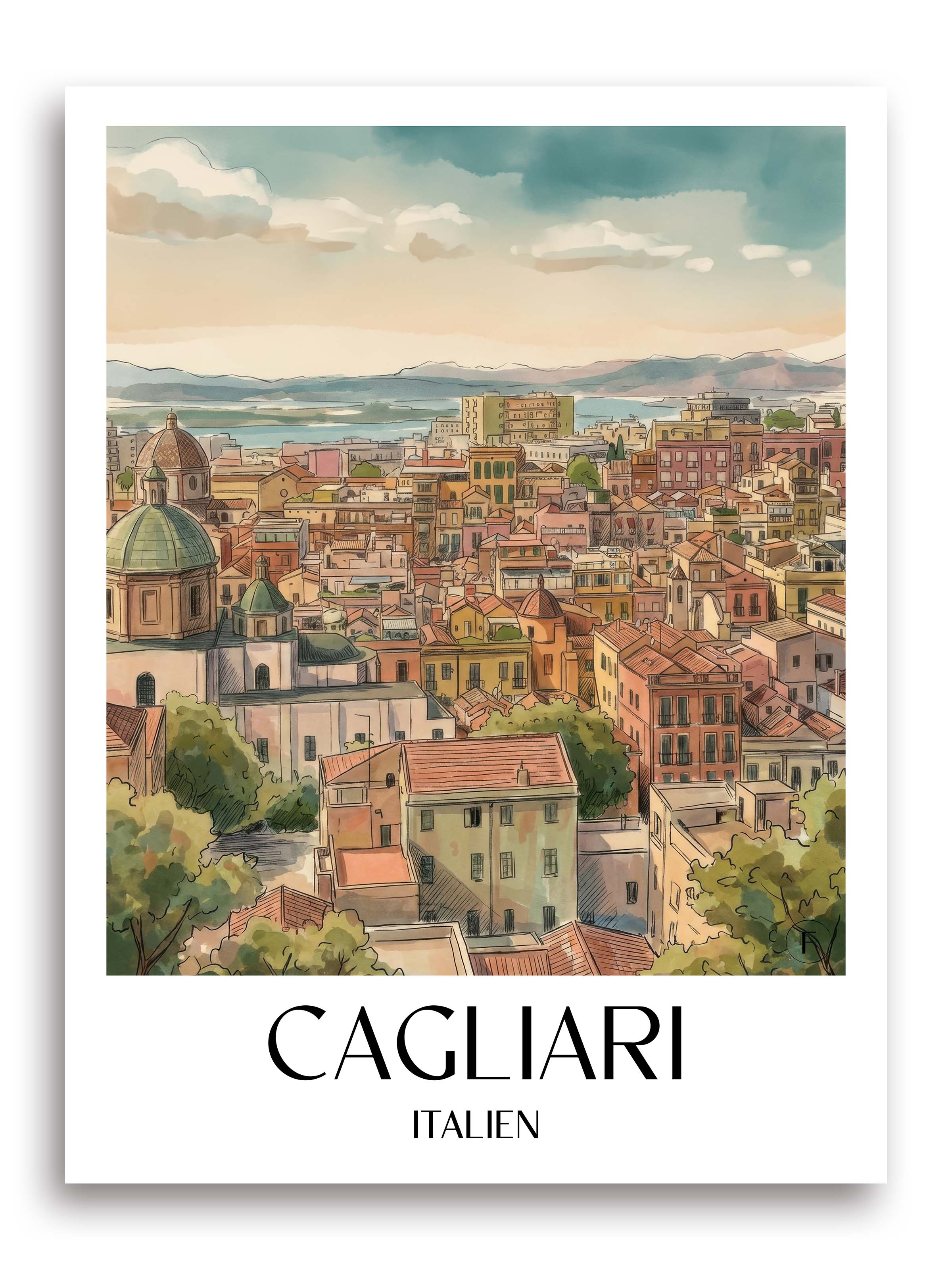 cagliari-italien-poster-aquarell