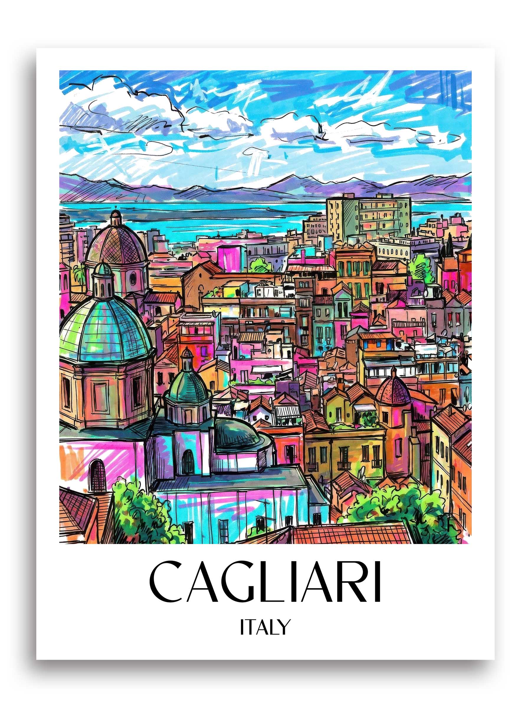 Cagliari Poster - - Italien Kunstdruck - Tag Graffiti von A4 bis A1 - favplace