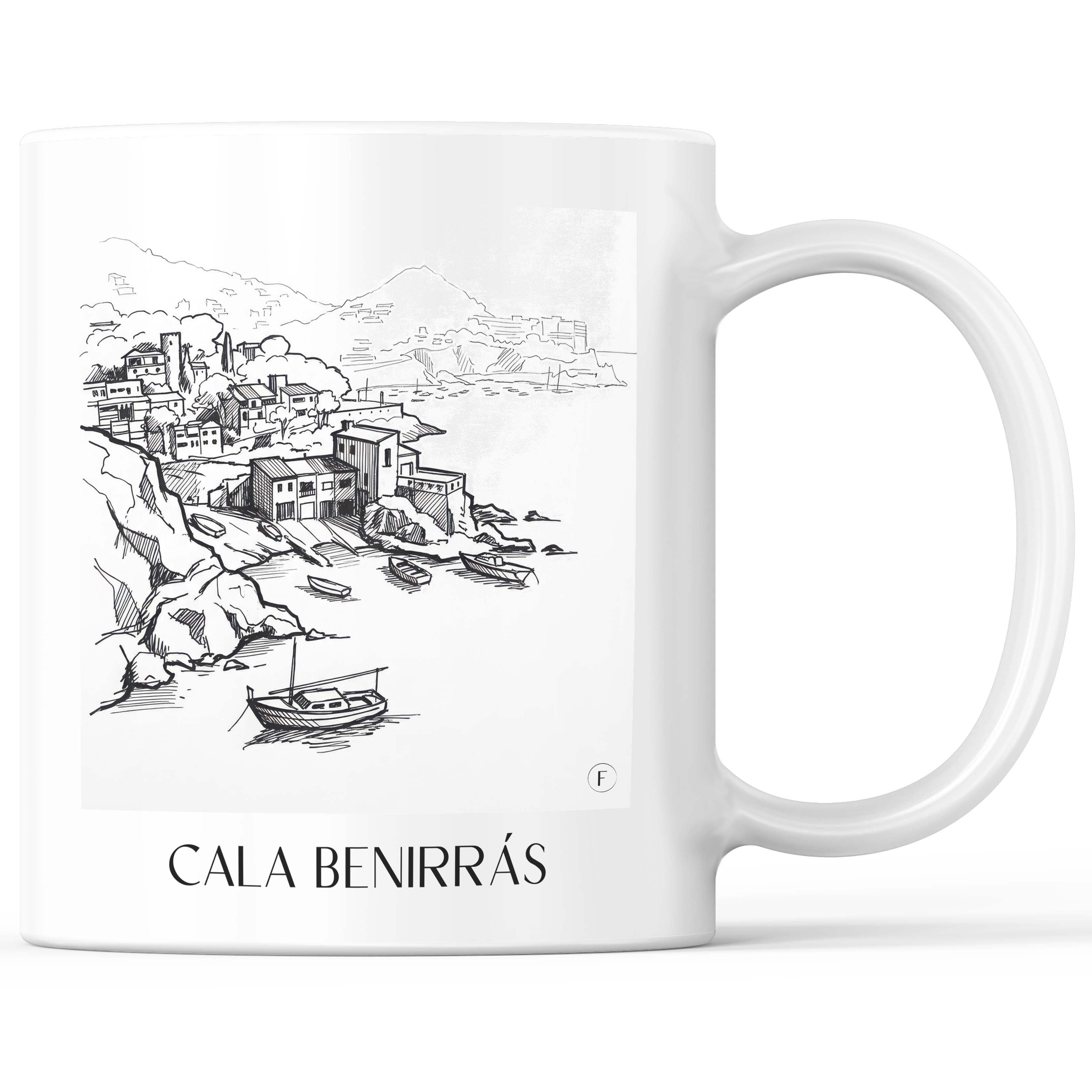 Cala Benirrás Kaffeebecher - Ibiza - Spanien Becher - Kaffeetasse im Skizze Stil - favplace