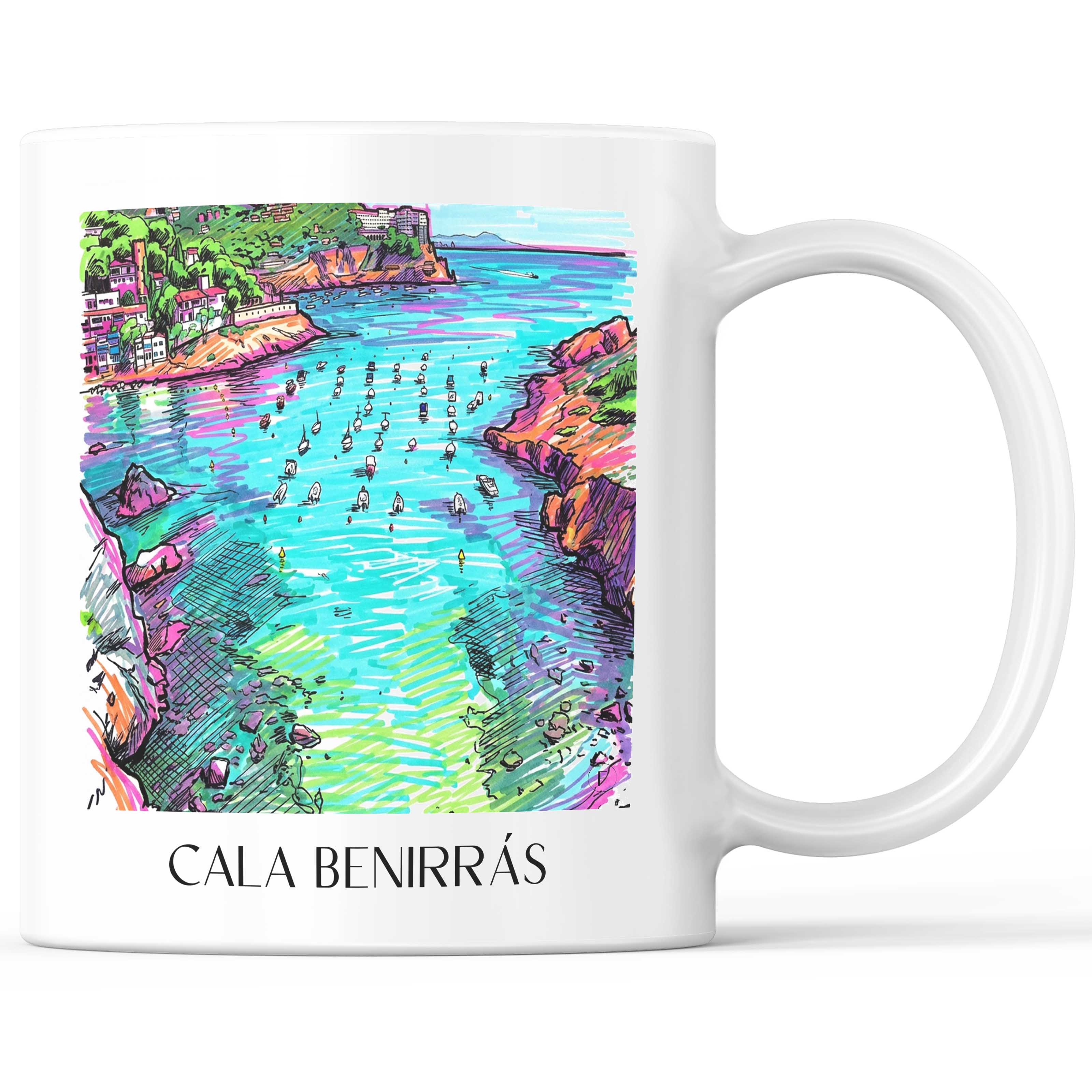 Cala Benirrás Kaffeebecher - Ibiza - Spanien Becher - Kaffeetasse im Tag Graffiti Stil - favplace