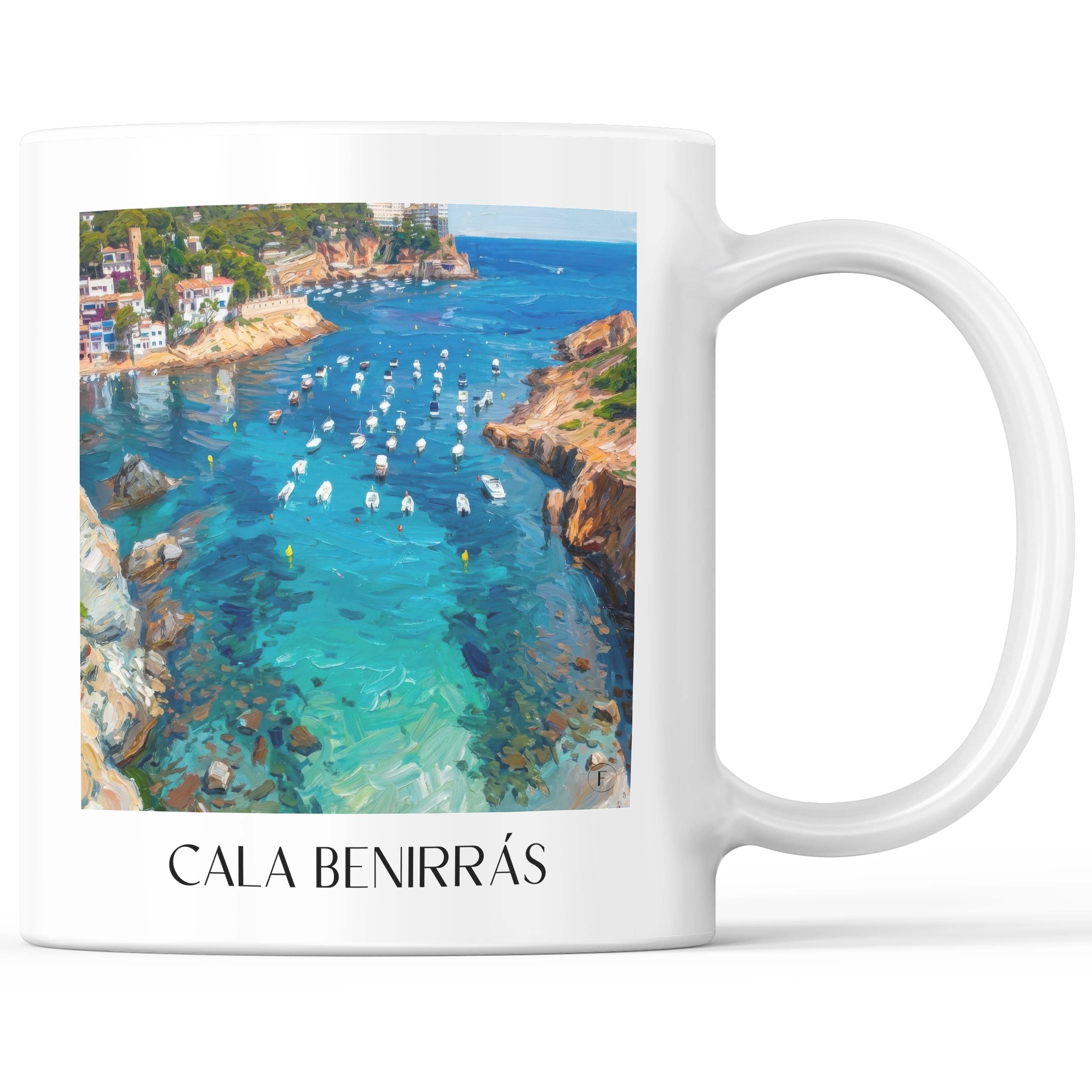 Cala Benirrás Kaffeebecher - Ibiza - Spanien Becher - Kaffeetasse im Ölgemälde Stil - favplace