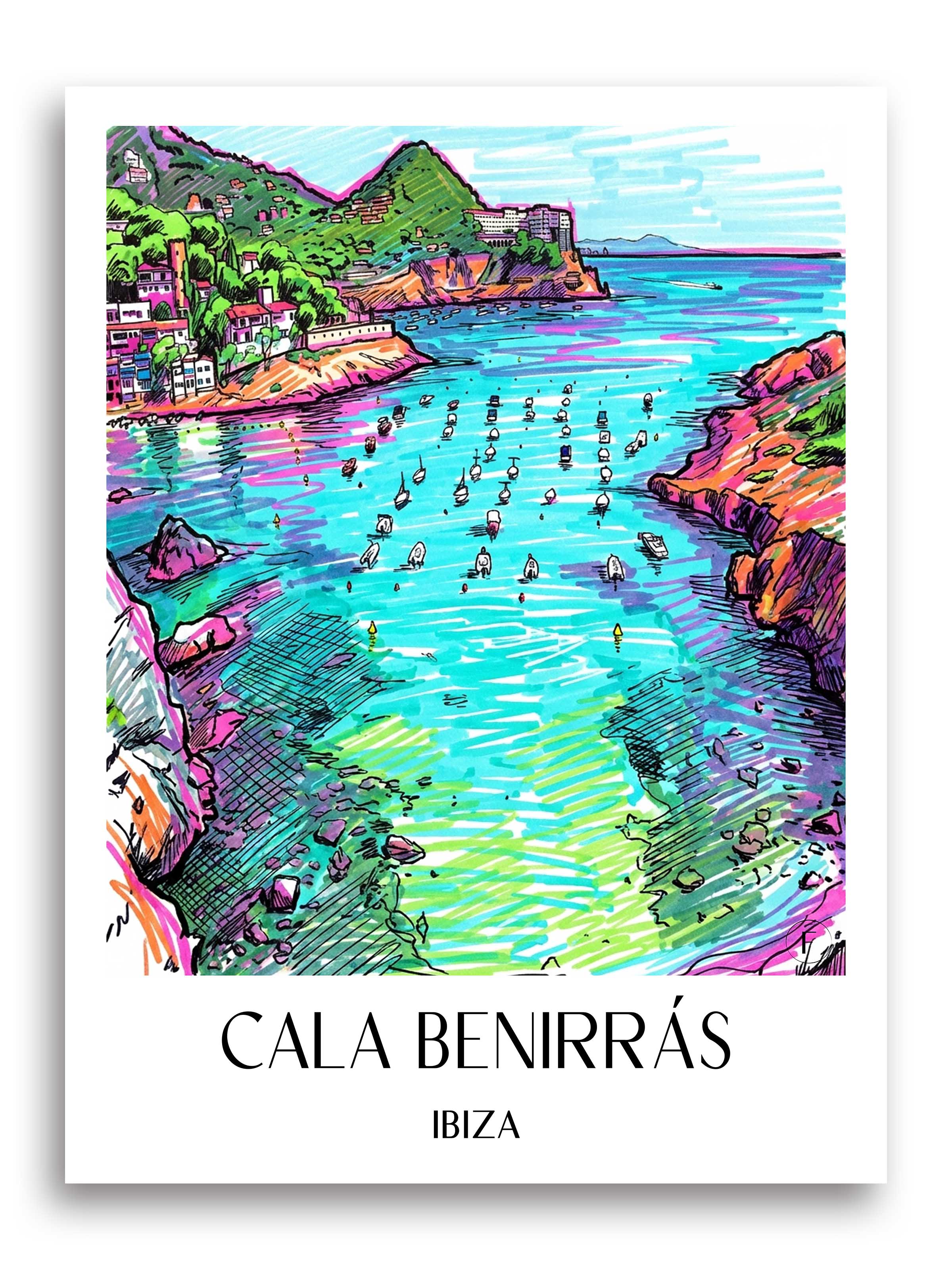 Cala Benirrás Poster - Ibiza - Spanien Kunstdruck - Tag Graffiti von A4 bis A1 - favplace