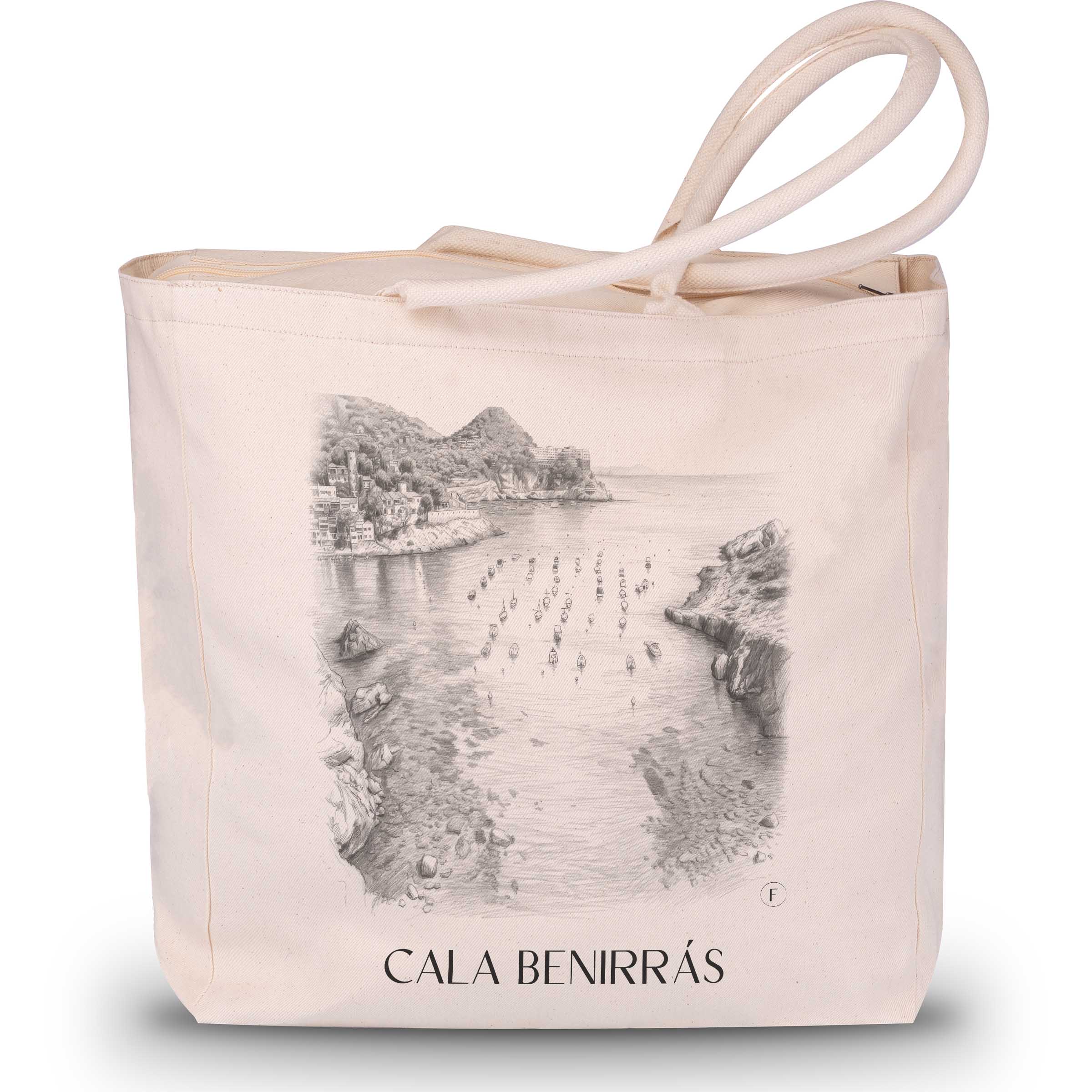 Cala Benirrás Shopping Tasche - Ibiza - Spanien Tote Bag - Einkaufstasche im Zeichnung Stil