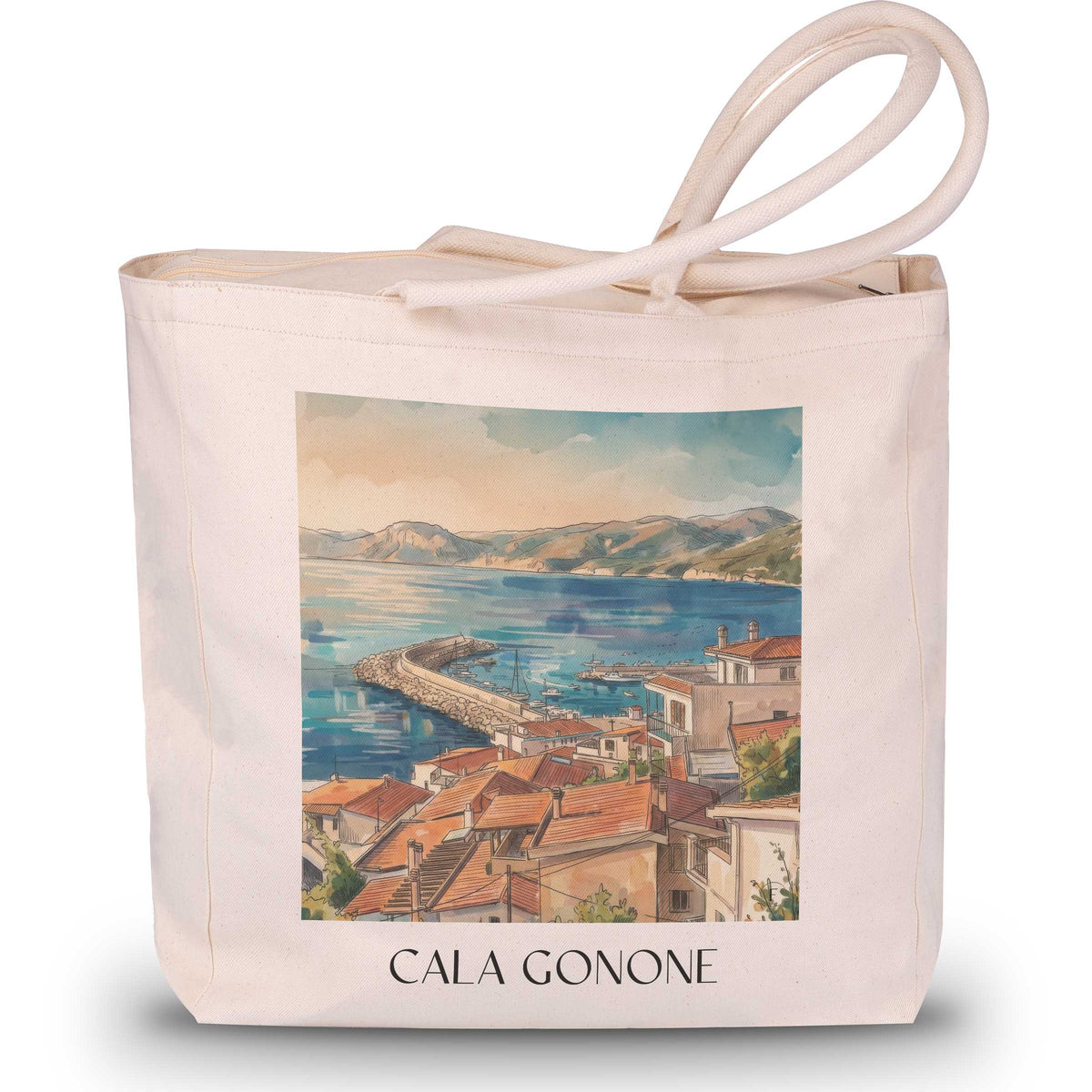 Cala Gonone Shopping Tasche - Sardinien - Italien Tote Bag - Einkaufstasche im Aquarell Stil - favplace
