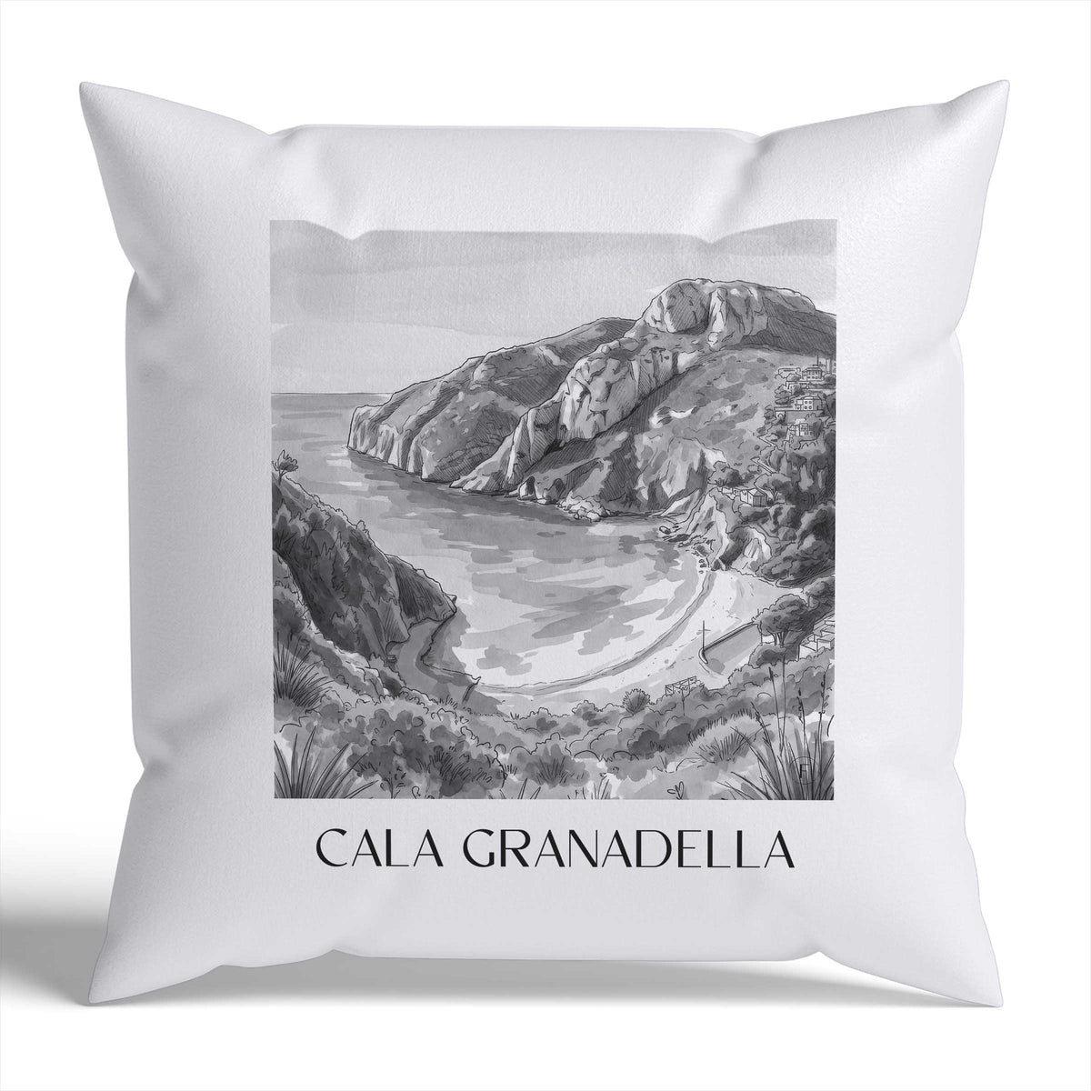 cala-granadella-javea-spanien-kissenbezug-aquarell-schwarz-weiss