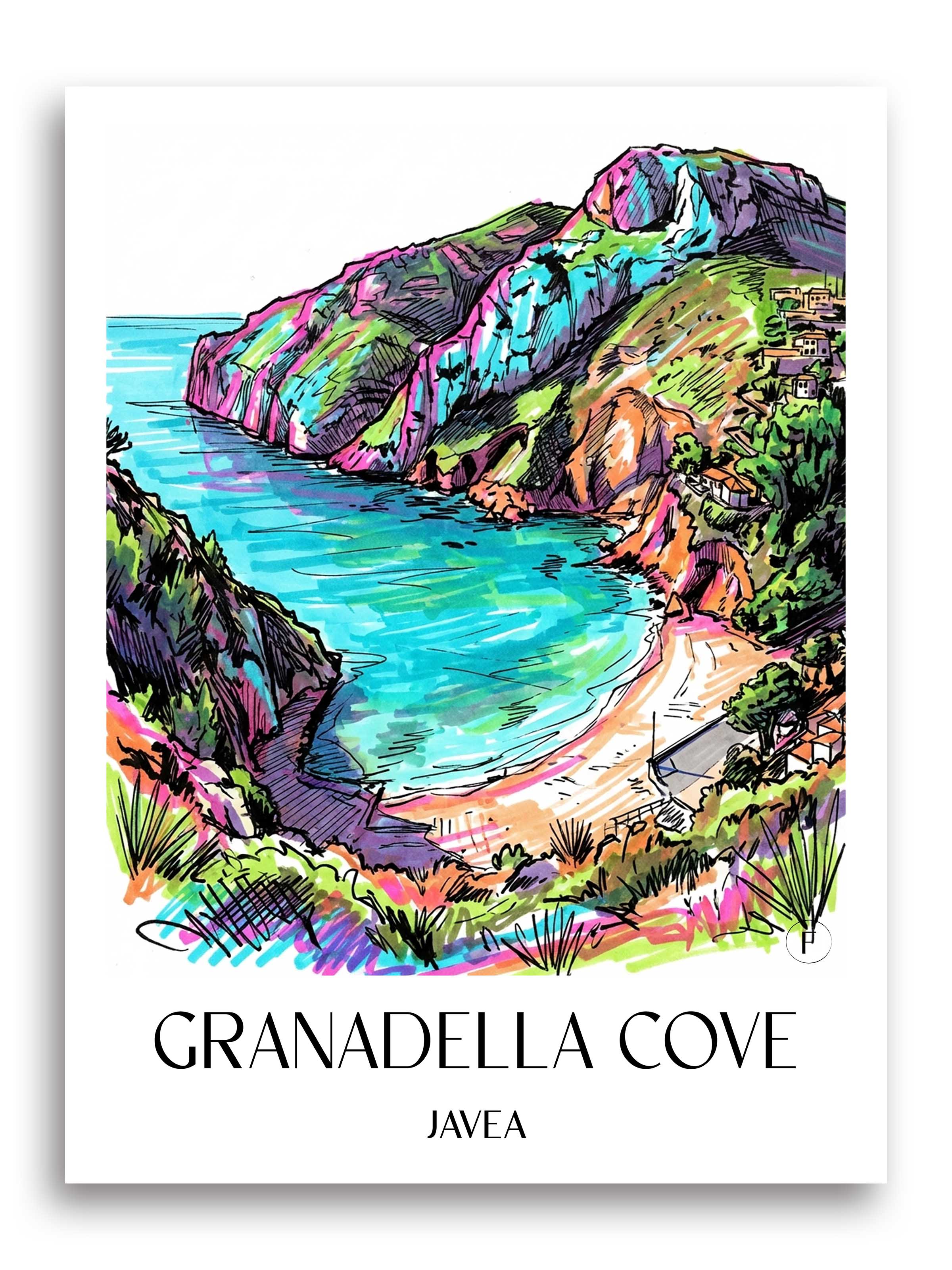 Cala Granadella Poster - Javea - Spanien Kunstdruck - Tag Graffiti von A4 bis A1 - favplace