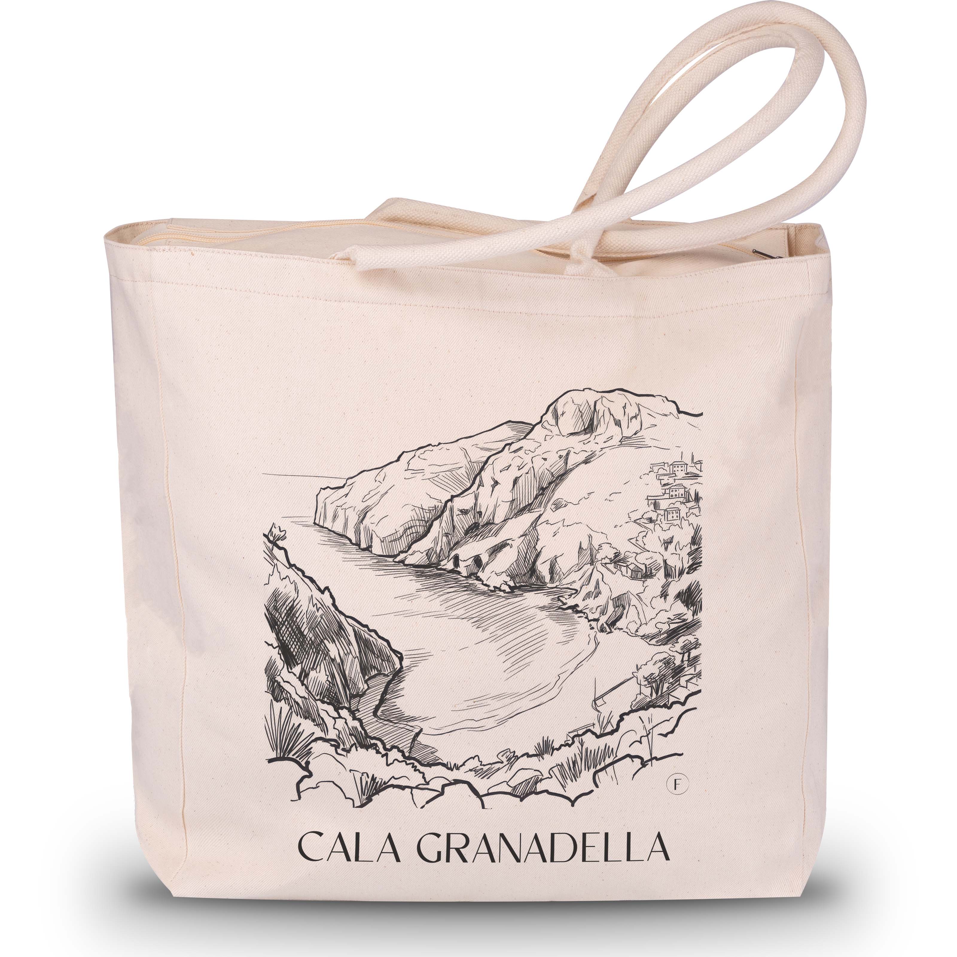 cala-granadella-javea-spanien-einkaufstasche-skizze