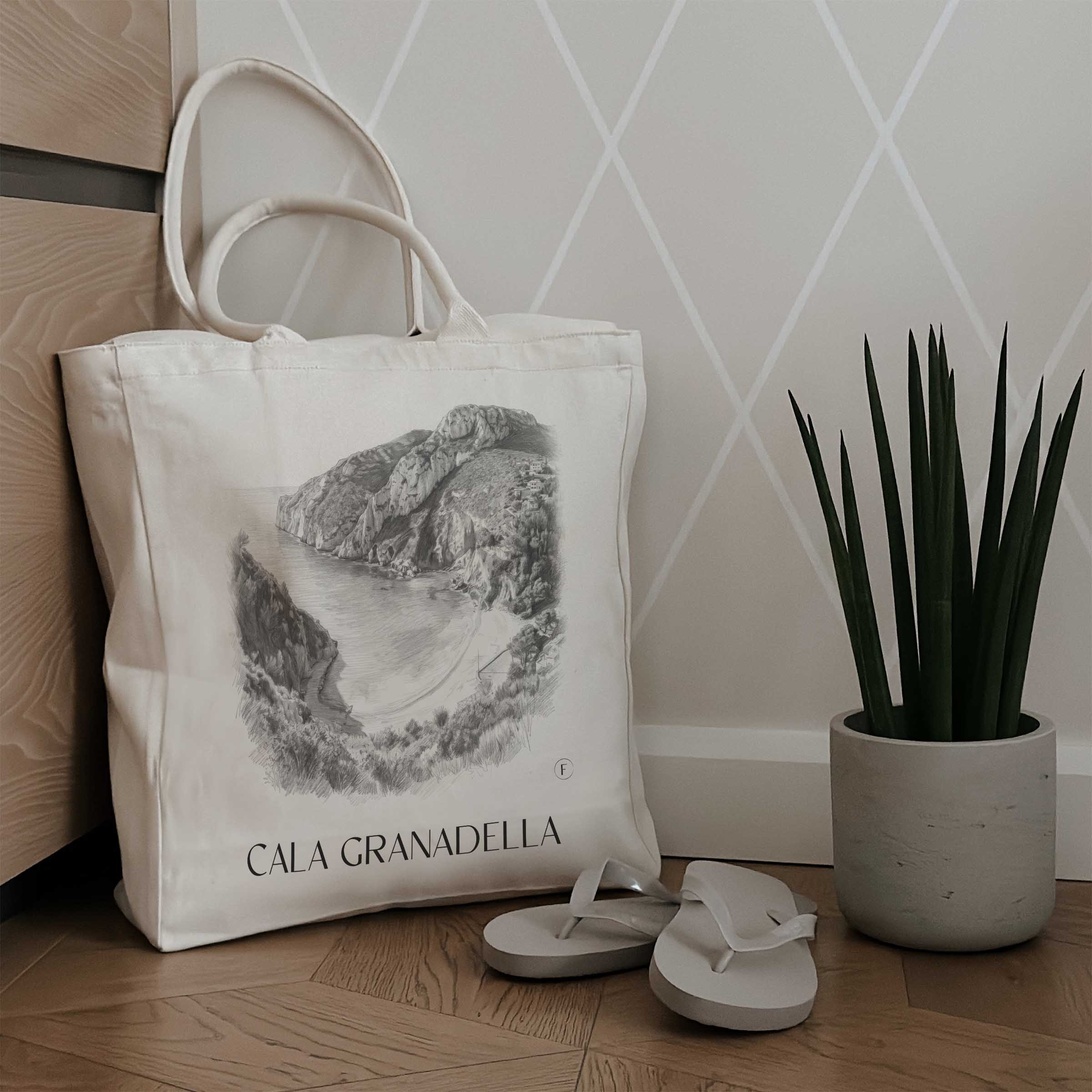 cala-granadella-javea-spanien-einkaufstasche-bleistift-zeichnung-drawing