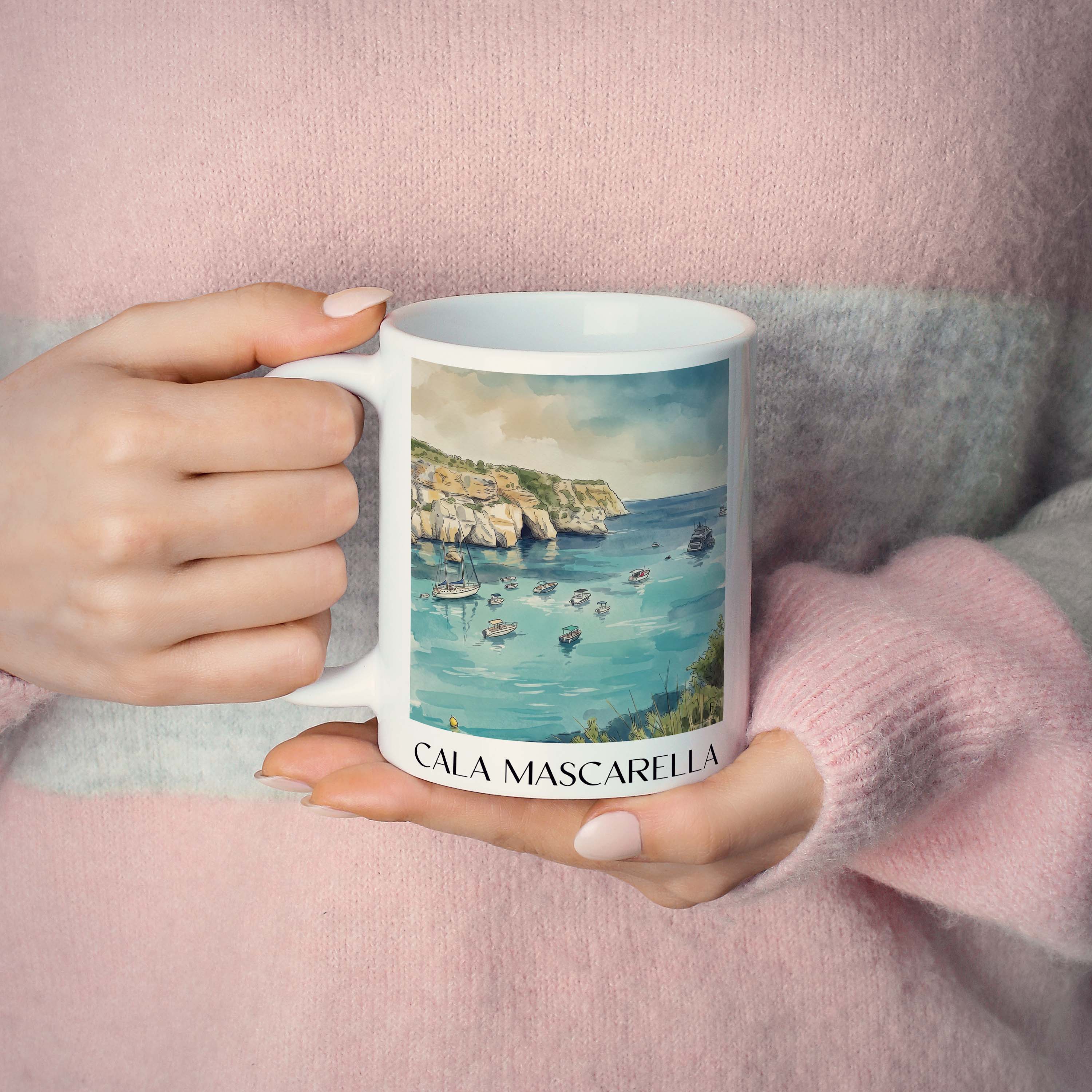 cala-mascarella-menorca-spanien-kaffeebecher-aquarell