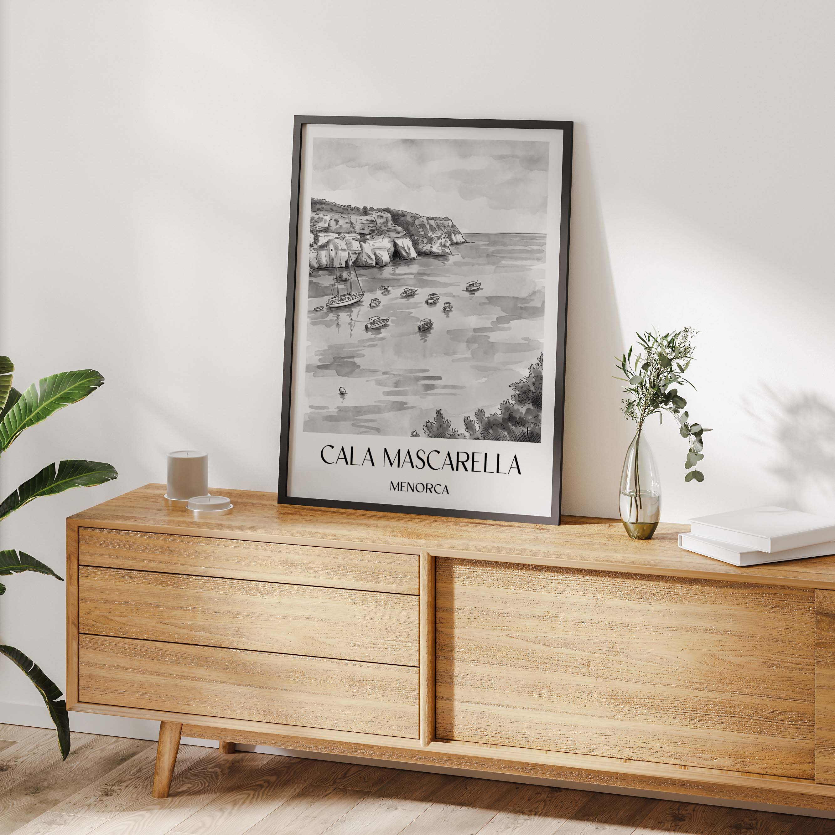cala-mascarella-menorca-spanien-poster-aquarell-schwarz-weiss