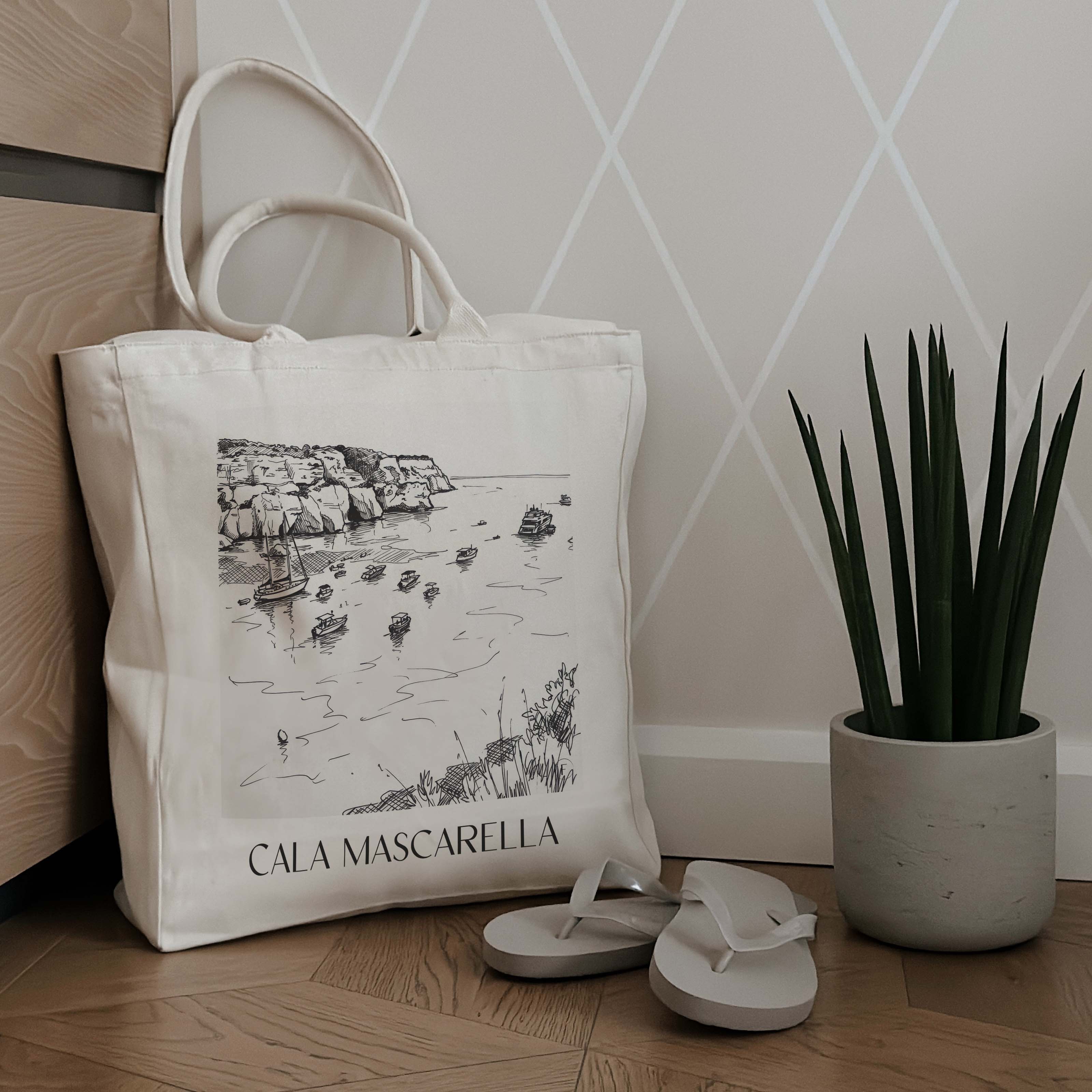cala-mascarella-menorca-spanien-einkaufstasche-skizze