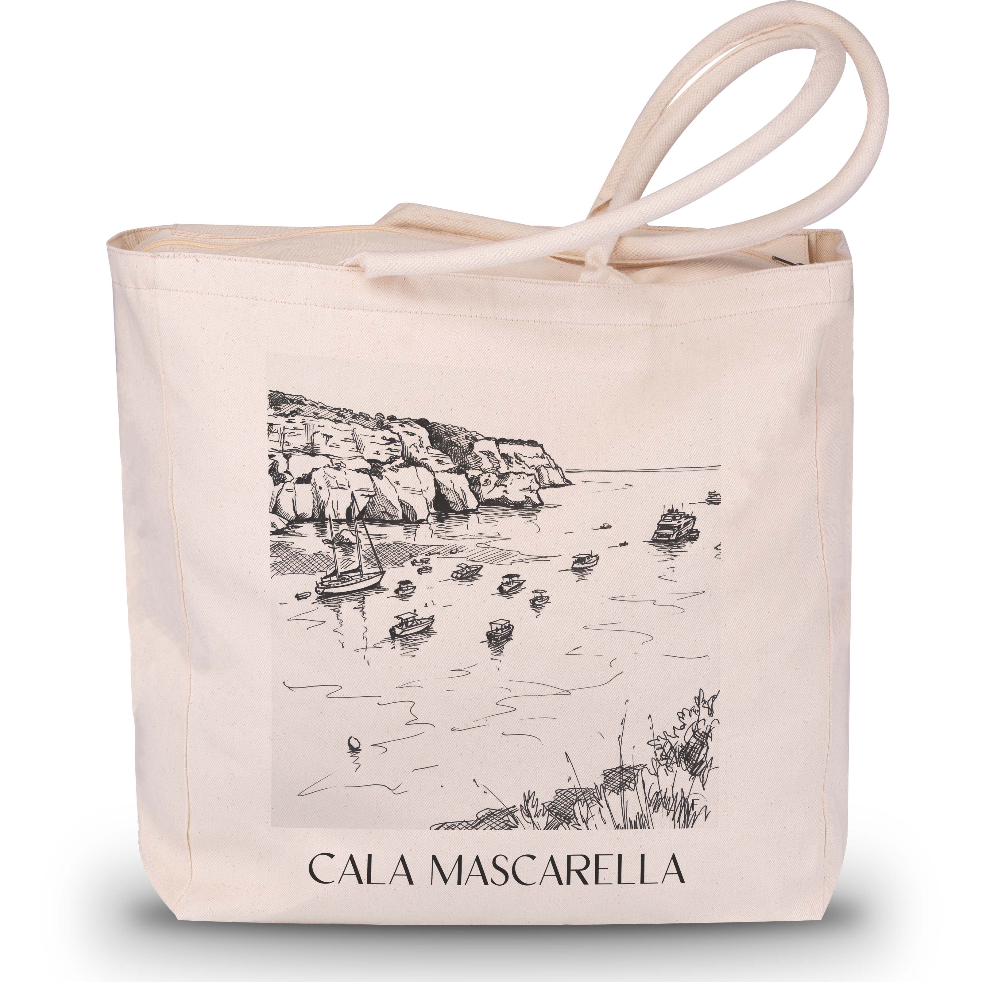 Cala Mascarella Shopping Tasche - Menorca - Spanien Tote Bag - Einkaufstasche im Skizze Stil - favplace
