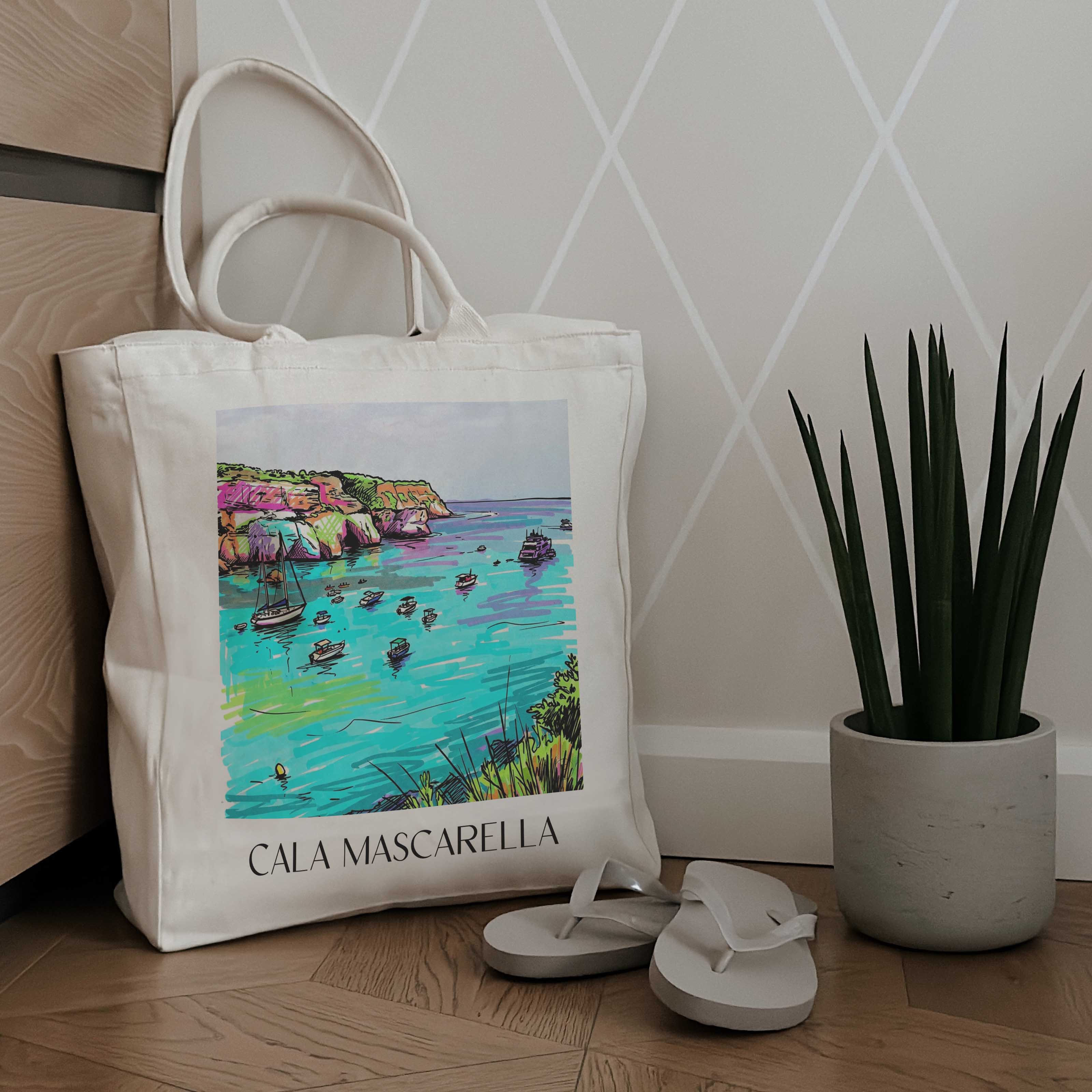 cala-mascarella-menorca-spanien-einkaufstasche-graffiti