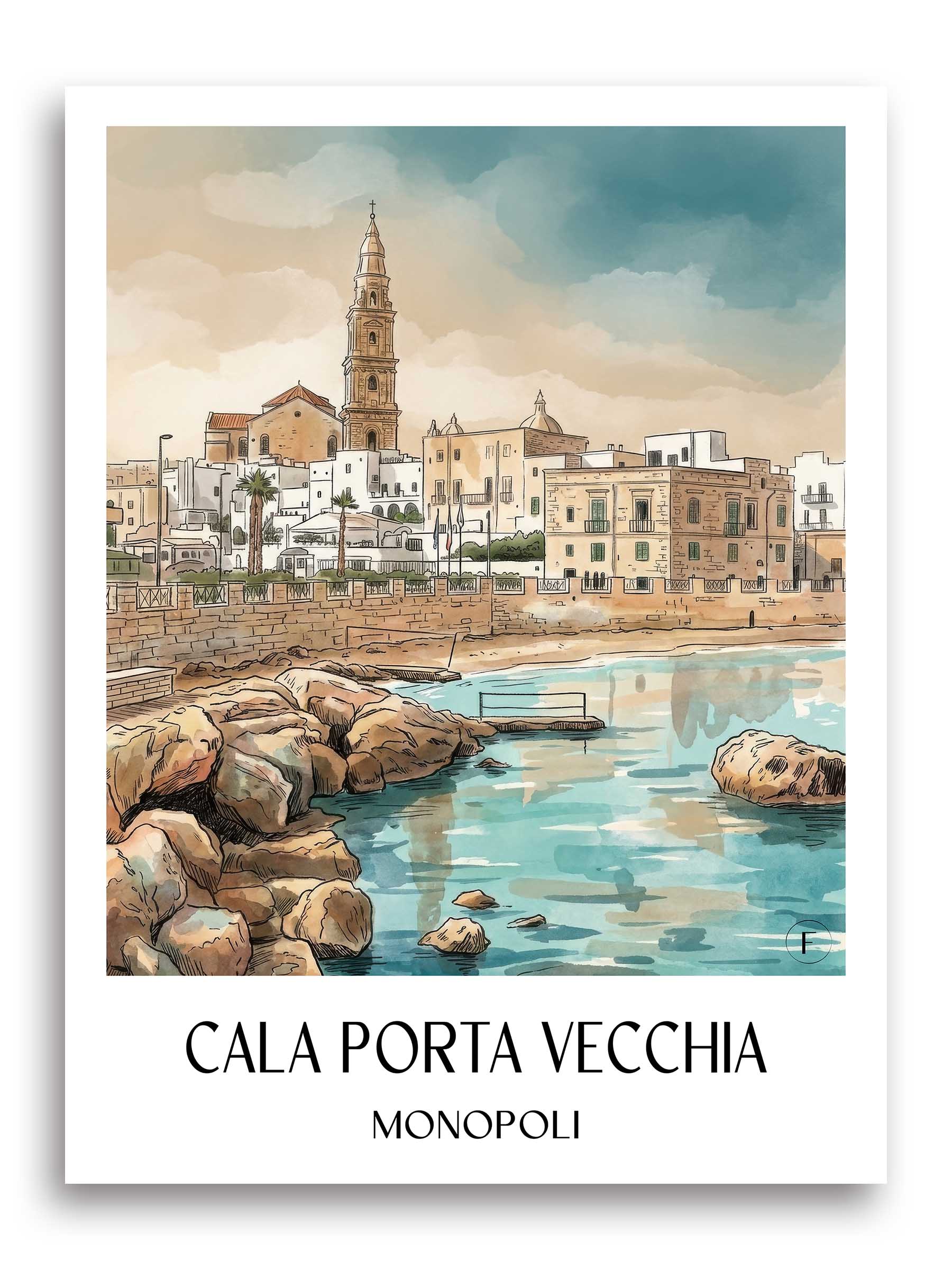 cala-porta-vecchia-monopoli-italien-poster-aquarell