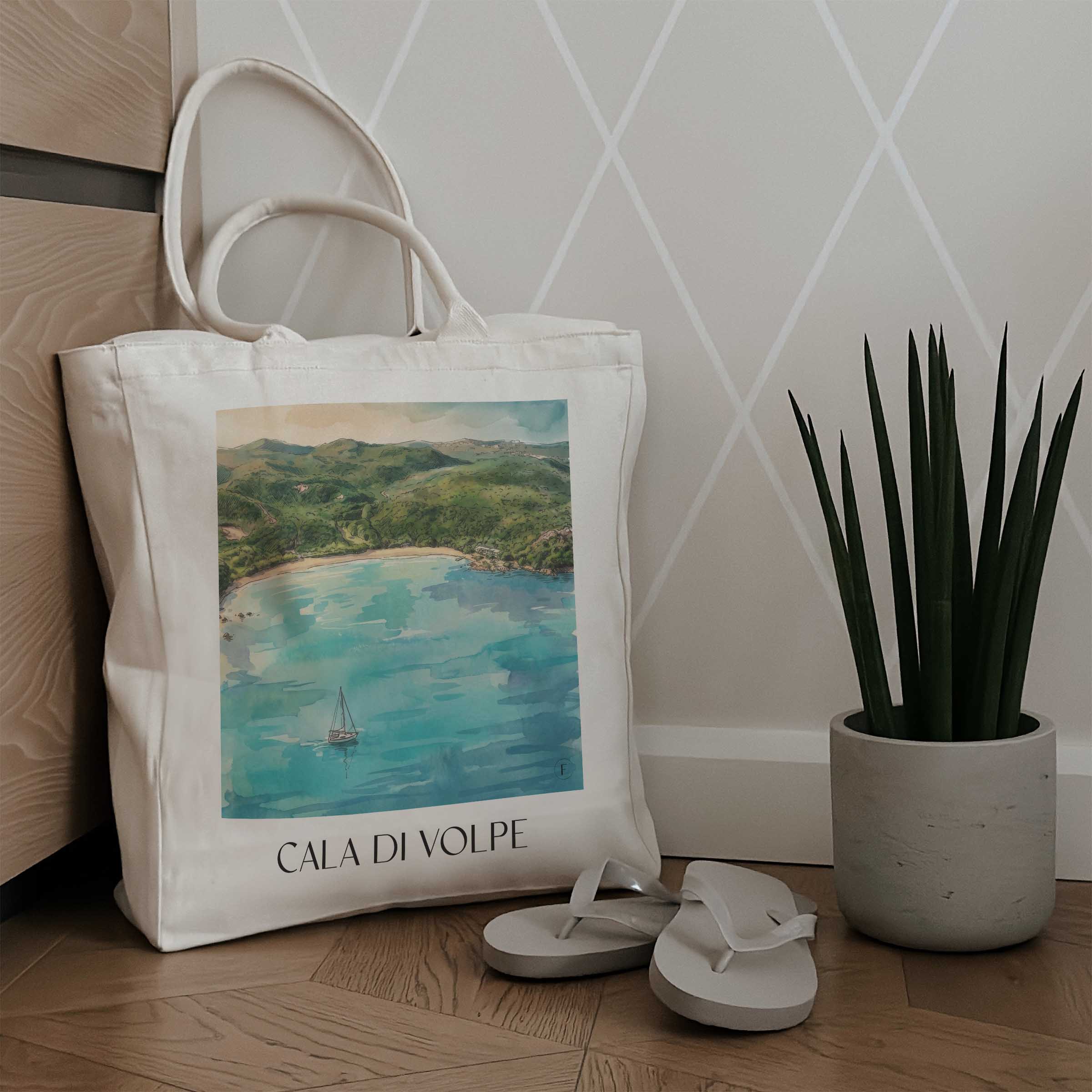 cala-di-volpe-sardinien-italien-einkaufstasche-aquarell