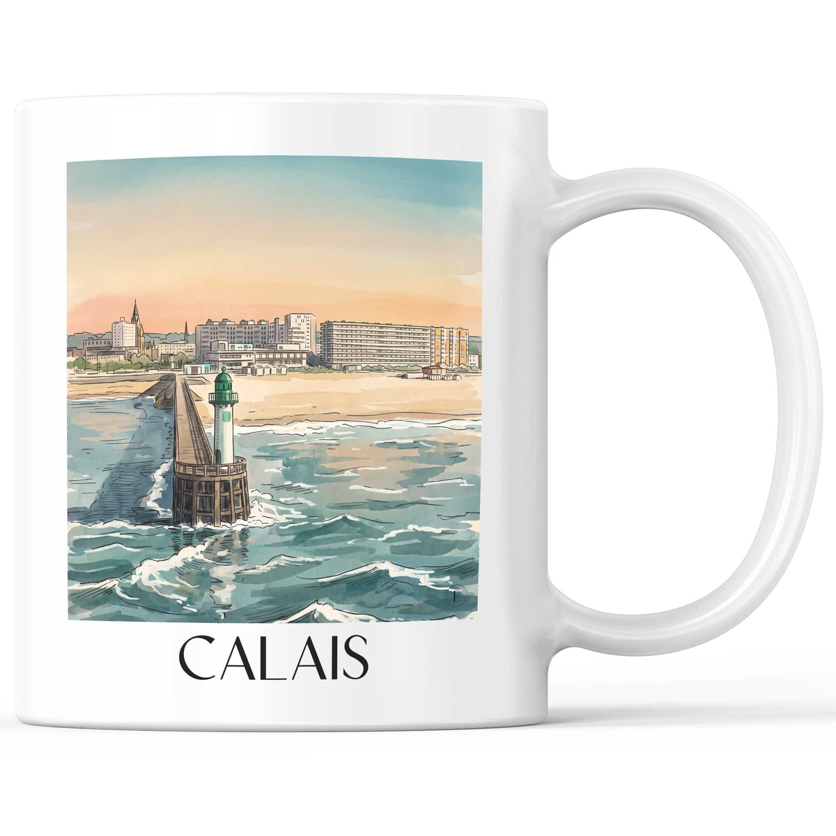 calais-côte-d'opale-frankreich-kaffeebecher-aquarell