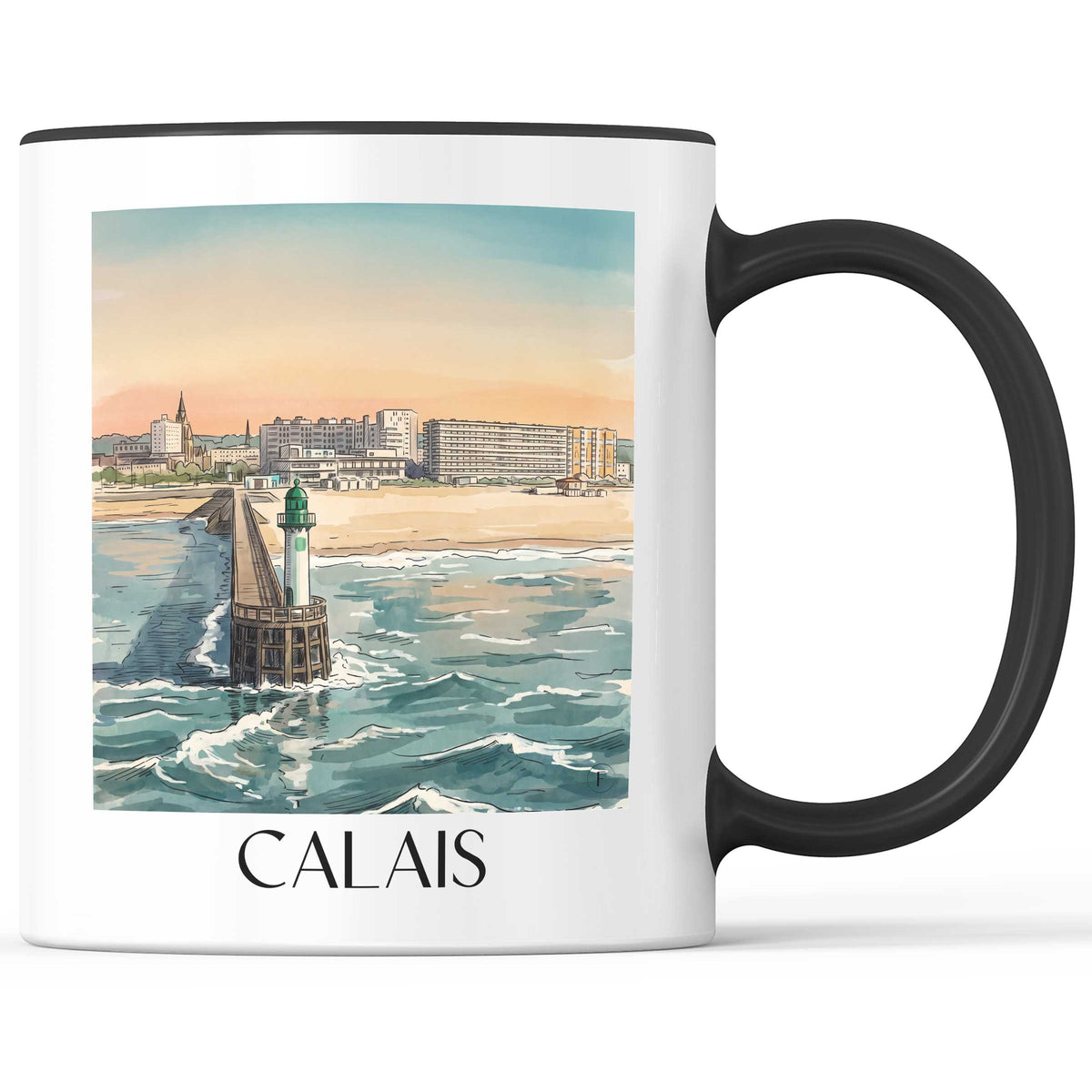 Calais Kaffeebecher - Côte d'Opale - Frankreich Becher - Kaffeetasse im Aquarell Stil - favplace