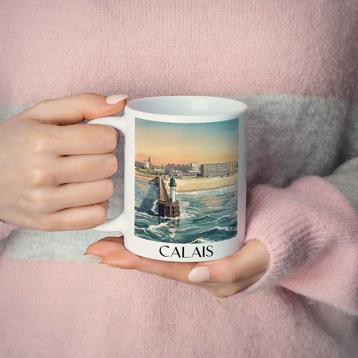 calais-côte-d'opale-frankreich-kaffeebecher-aquarell