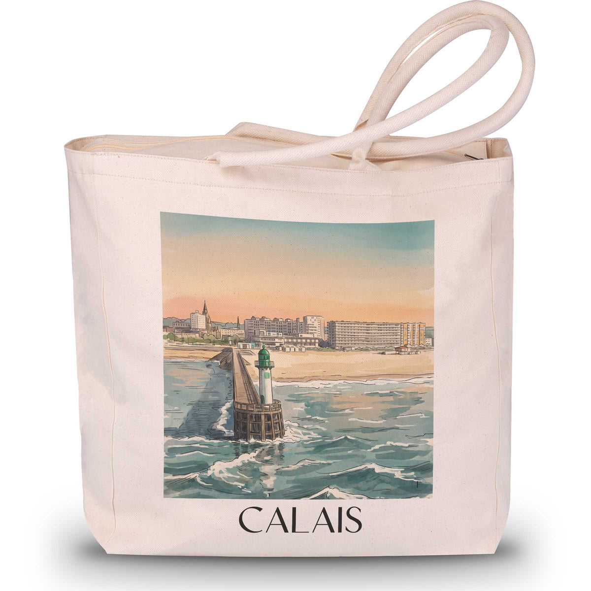 Calais Shopping Tasche - Côte d'Opale - Frankreich Tote Bag - Einkaufstasche im Aquarell Stil