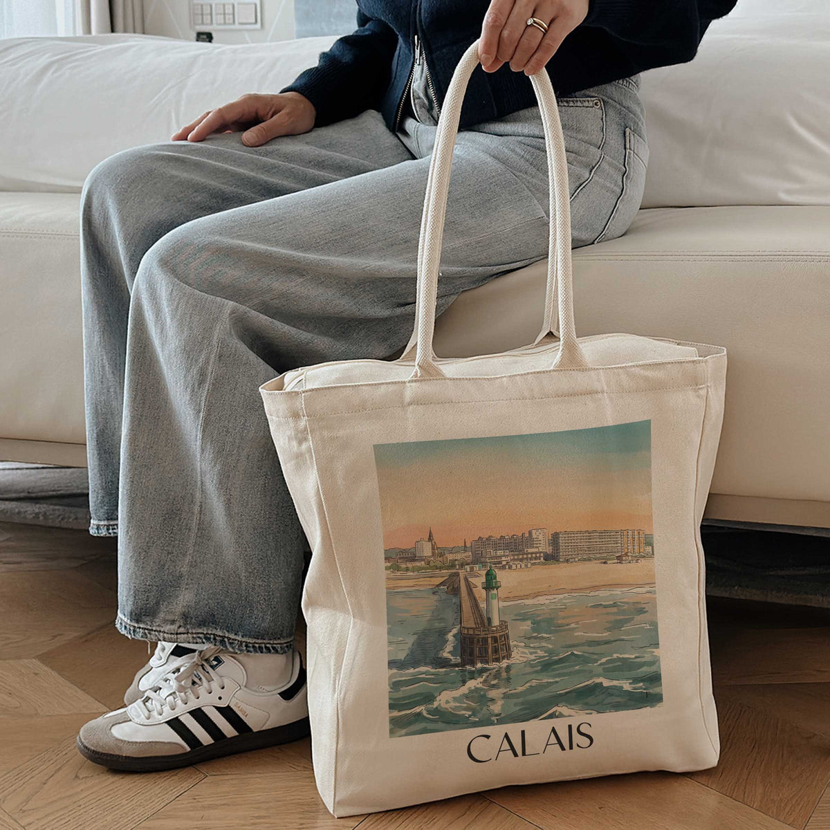 calais-côte-d'opale-frankreich-einkaufstasche-aquarell