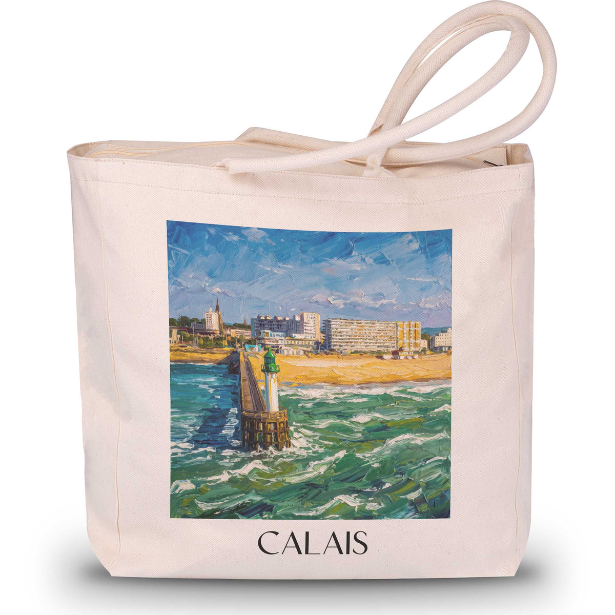 Calais Shopping Tasche - Côte d'Opale - Frankreich Tote Bag - Einkaufstasche im Ölgemälde Stil - favplace
