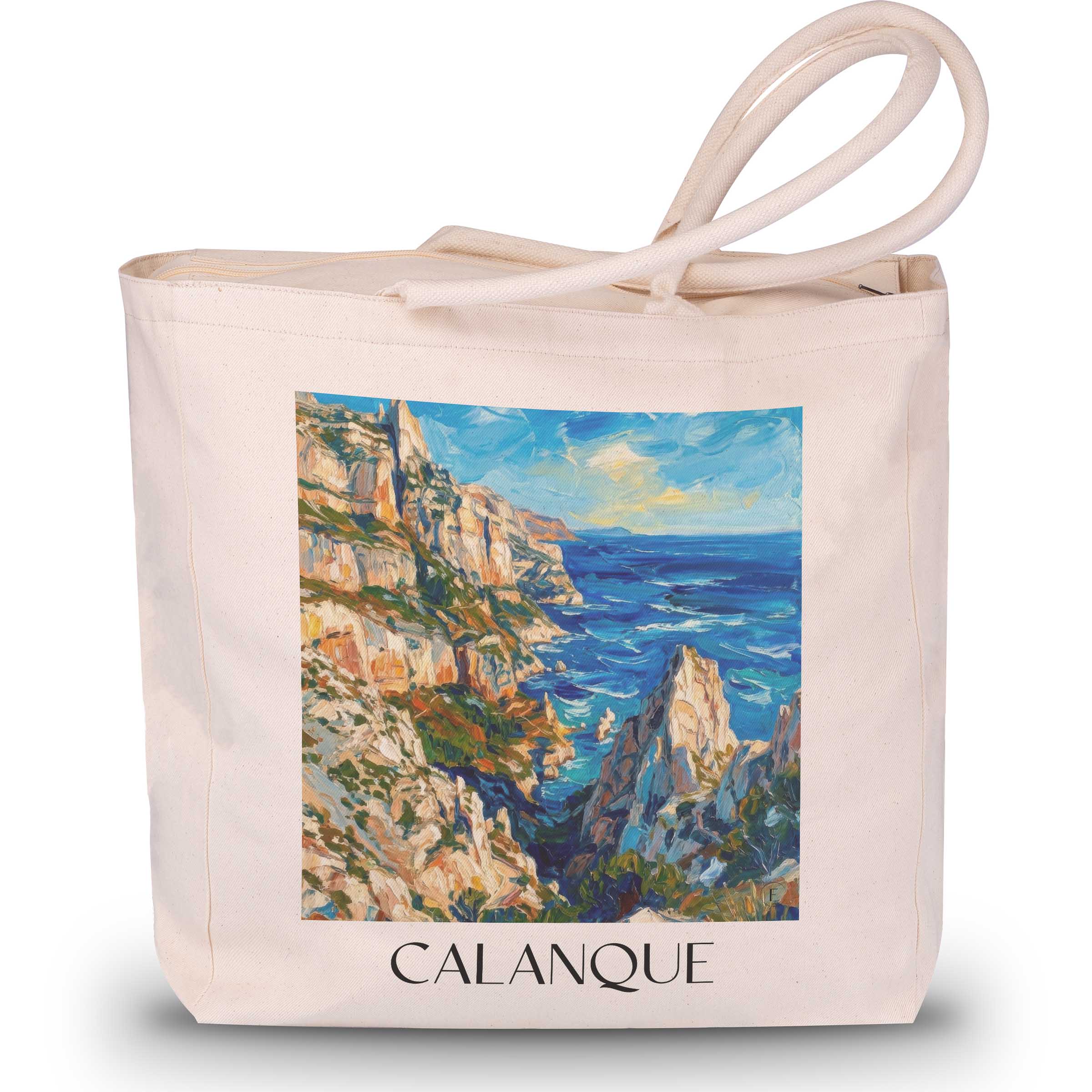 Calanque Shopping Tasche - Marseille - Frankreich Tote Bag - Einkaufstasche im Ölgemälde Stil - favplace