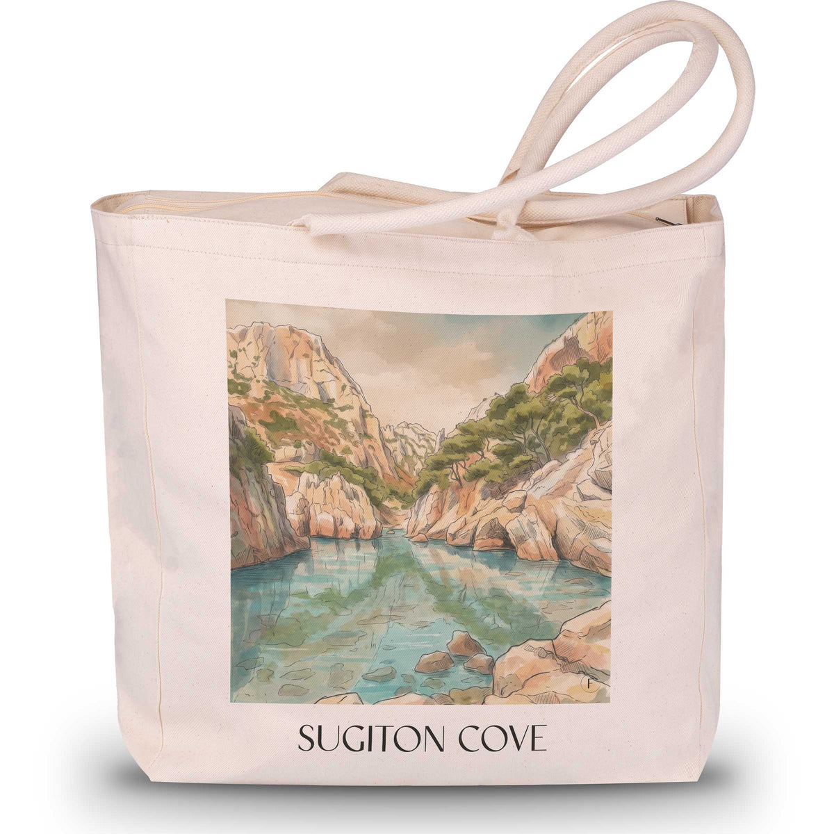 Calanque de Sugiton Shopping Tasche - Côte d´Azur - Frankreich Tote Bag - Einkaufstasche im Aquarell Stil - favplace