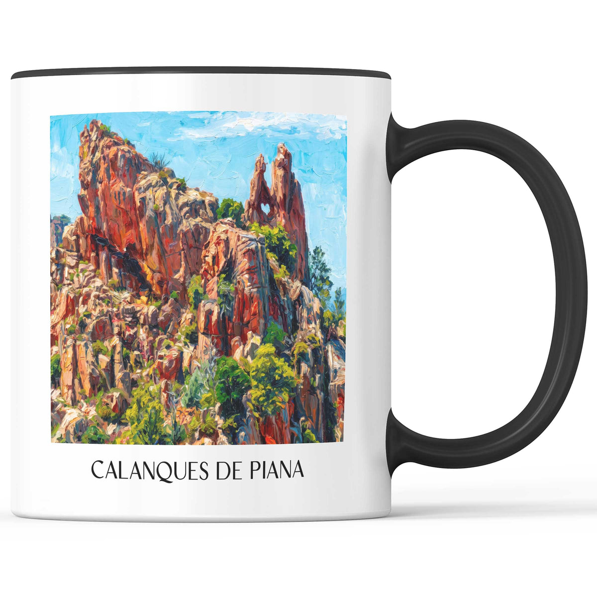 Calanques de Piana Kaffeebecher - Korsika - Frankreich Becher - Kaffeetasse im Ölgemälde Stil - favplace