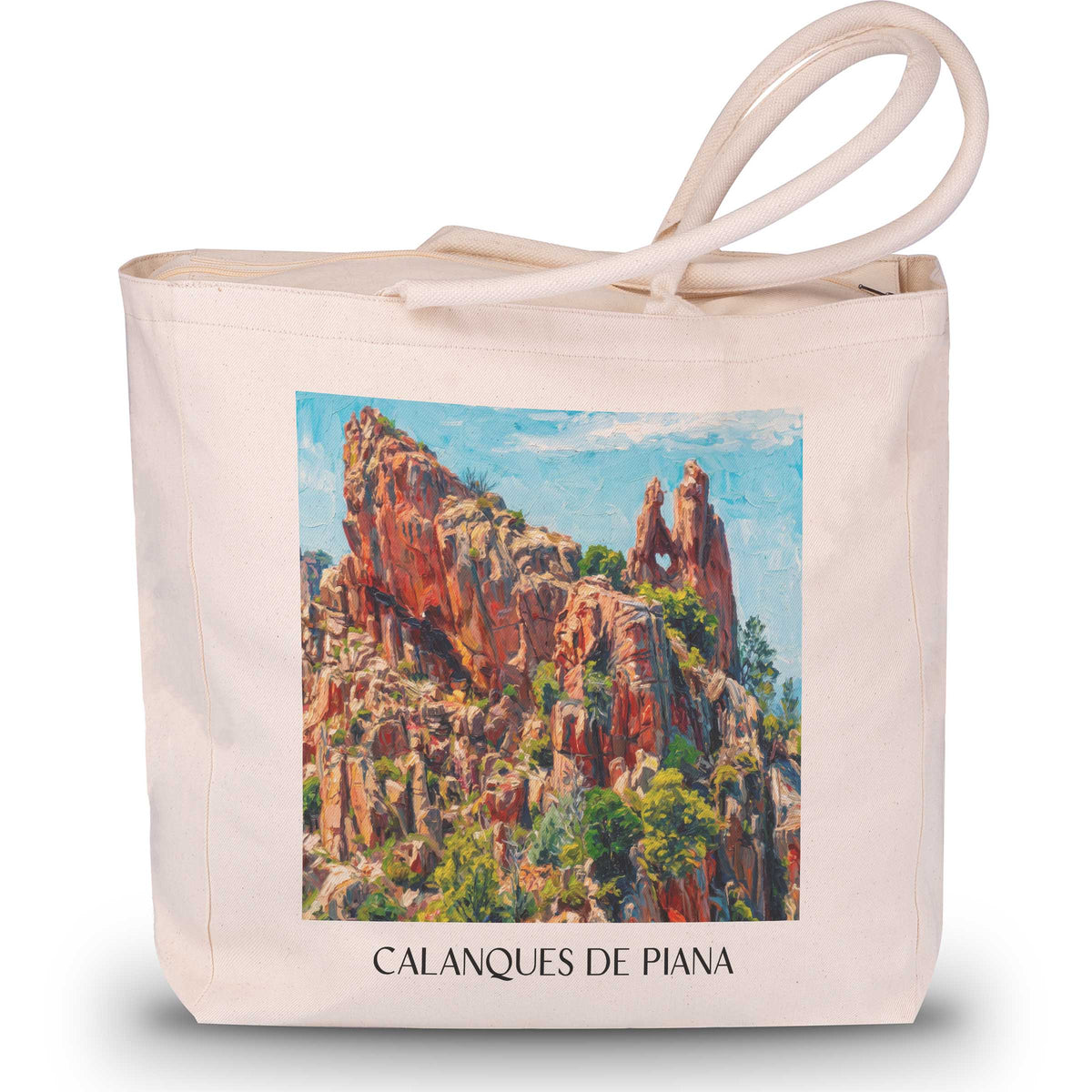 Calanques de Piana Shopping Tasche - Korsika - Frankreich Tote Bag - Einkaufstasche im Ölgemälde Stil